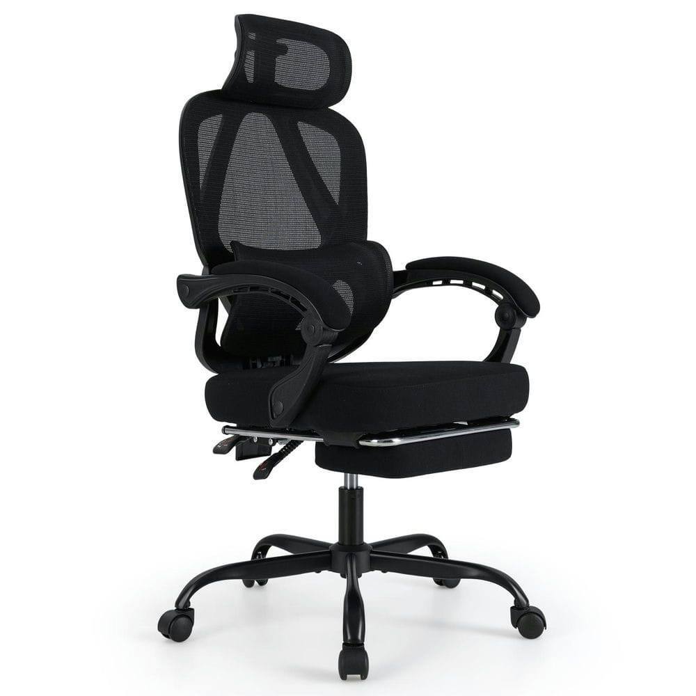 Alt View 2. Kadyn - Ergonomic High Back Mesh Office Chair - Retractable Footrest, Desk Chair, Black - Black.
