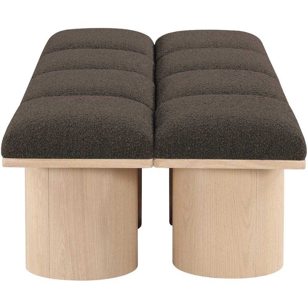 Alt View 2. Meridian Furniture - Pavilion Brown Boucle Fabric Bench - Brown.