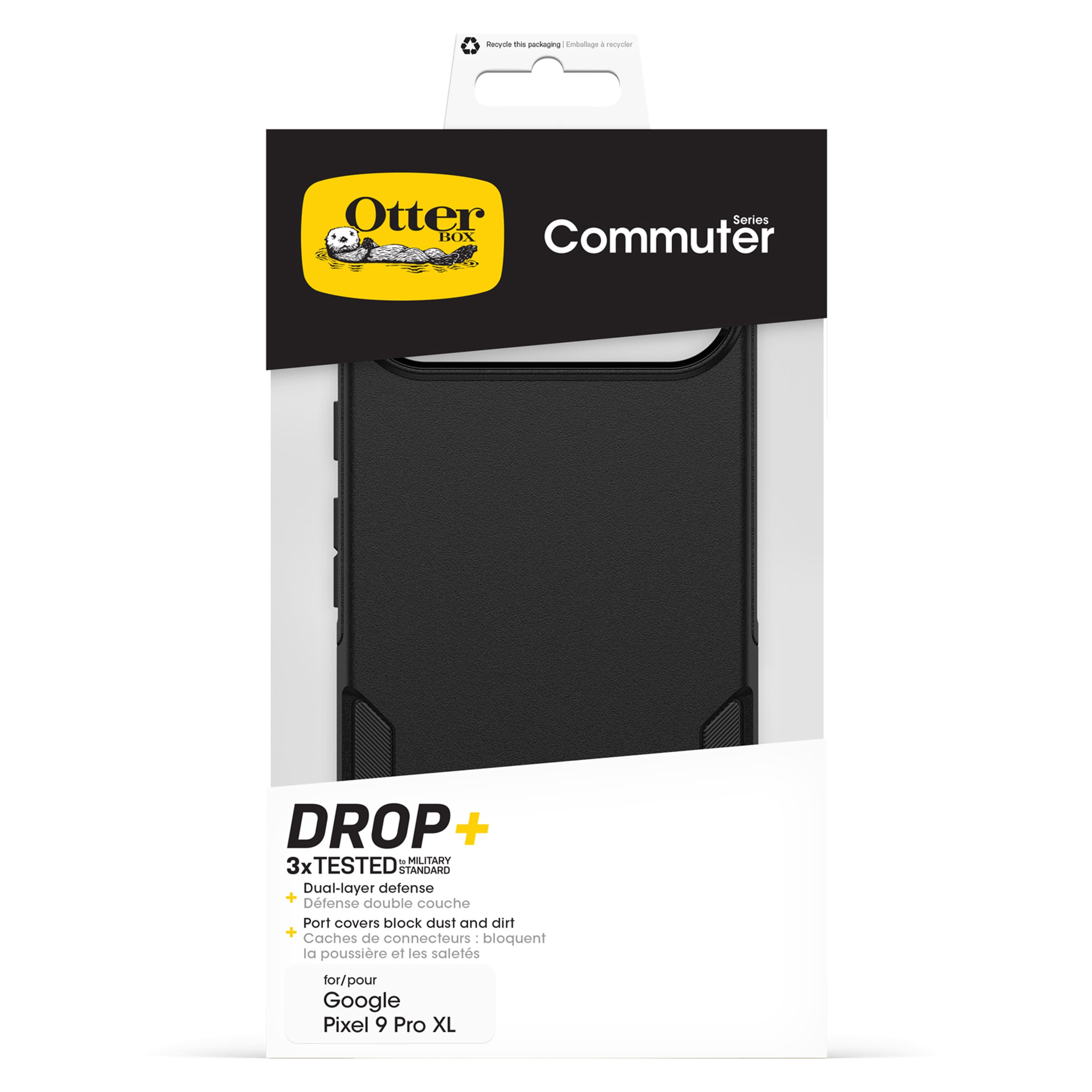 Recycling - Otter Series BOX Commuter DROP + - MILITARY 3x TESTED w TANDARO Dual-layer detense + Dtense double couche Port covers block dust and dirt + Caches de connecteurs I bloquent a poussire et les salots for/pour Google Pixel 9 Pro XL
