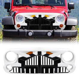 AMERICAN MODIFIED - Empire Grille 07-18 Jeep Wrangler JK w/ Amber LED - White Black