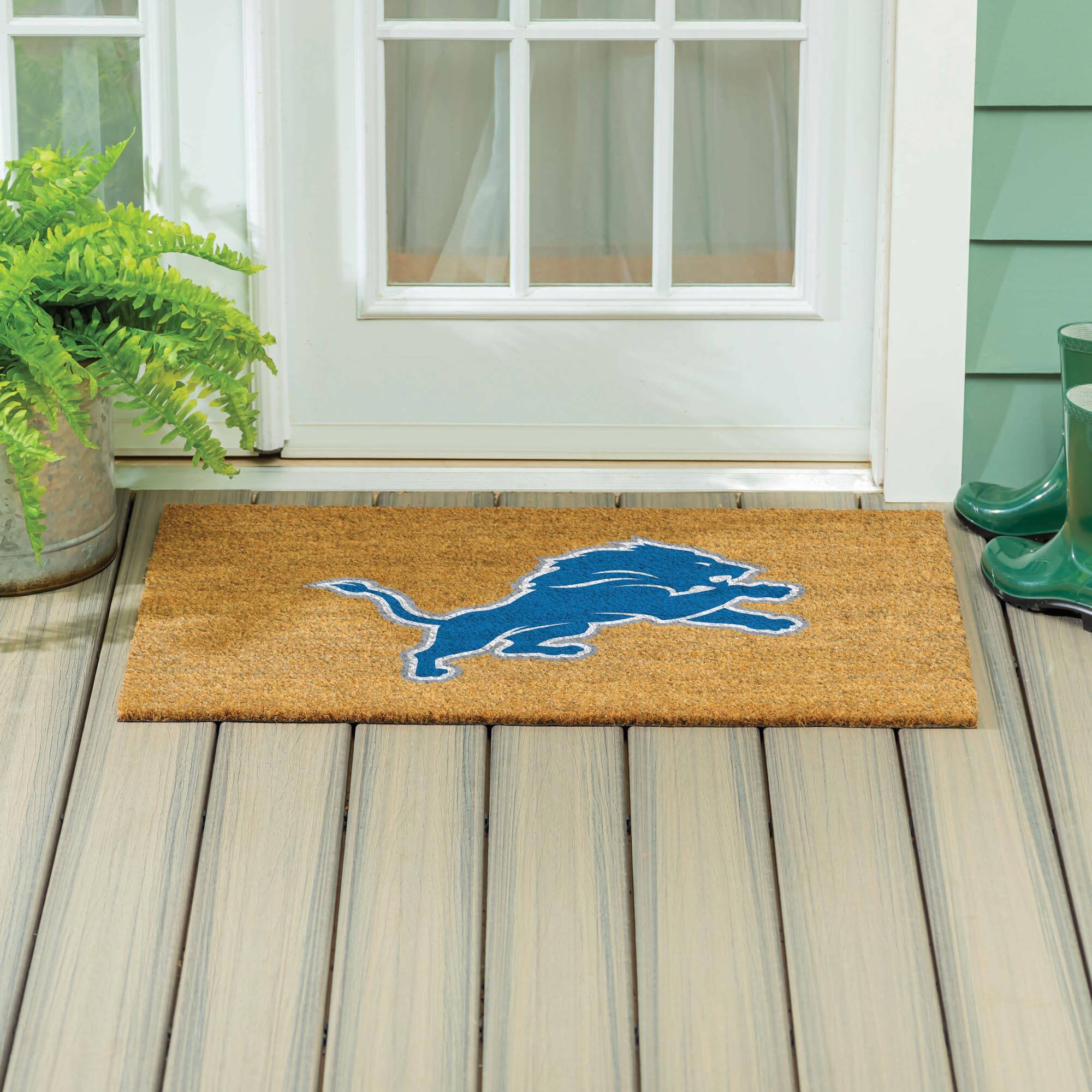 Alt View 3. Evergreen Enterprises - Detroit Lions 24" x 36" Outdoor Team Logo Coir Mat - Brown.