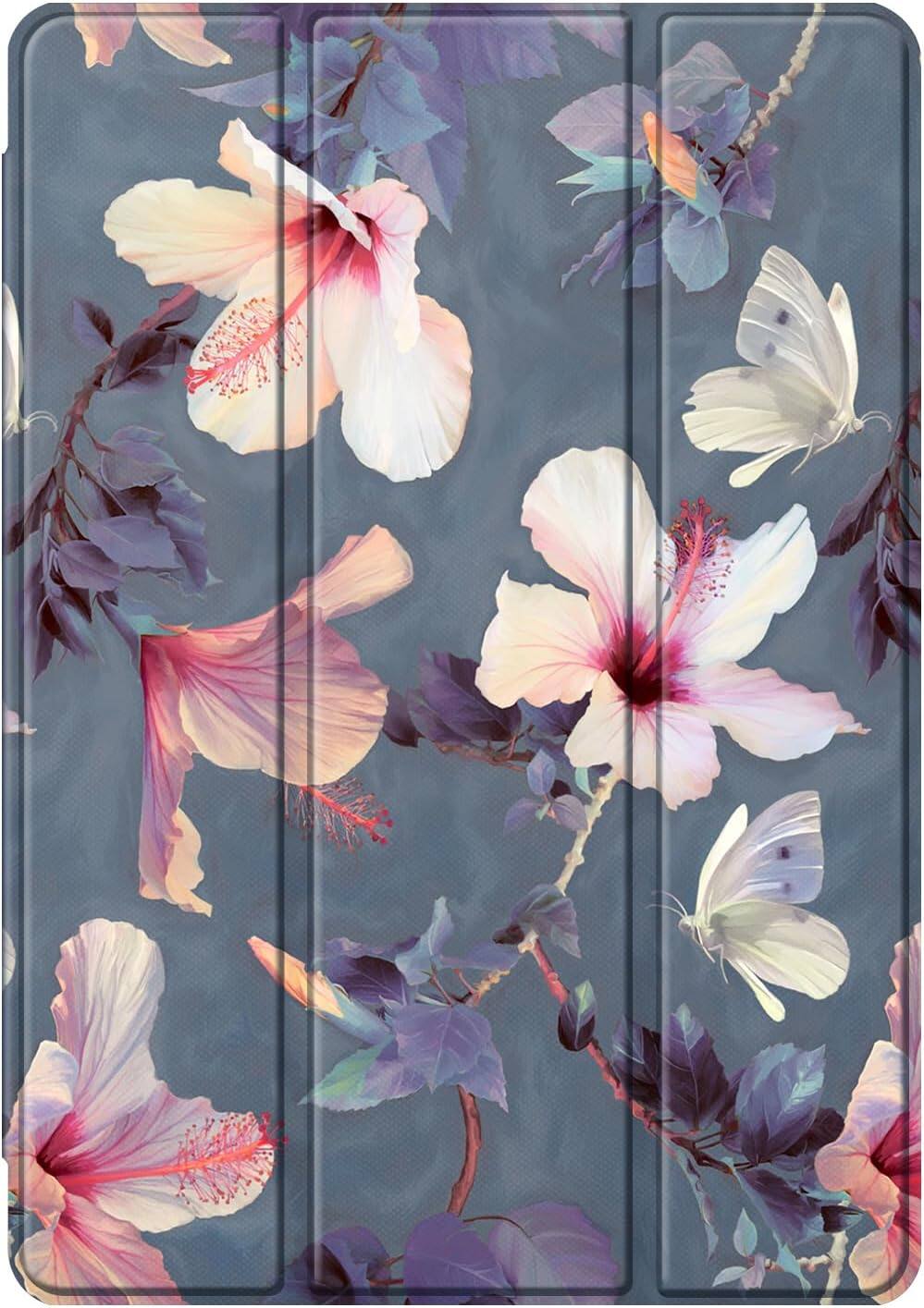 Alt View 5. Fintie - Slim Case for Samsung Galaxy Tab S10 Lite/ Tab S10 FE/ Tab S9 FE/ Tab S9, Ultra Thin Lightweight Tri-Fold Stand Cover - Blooming Hibiscus.