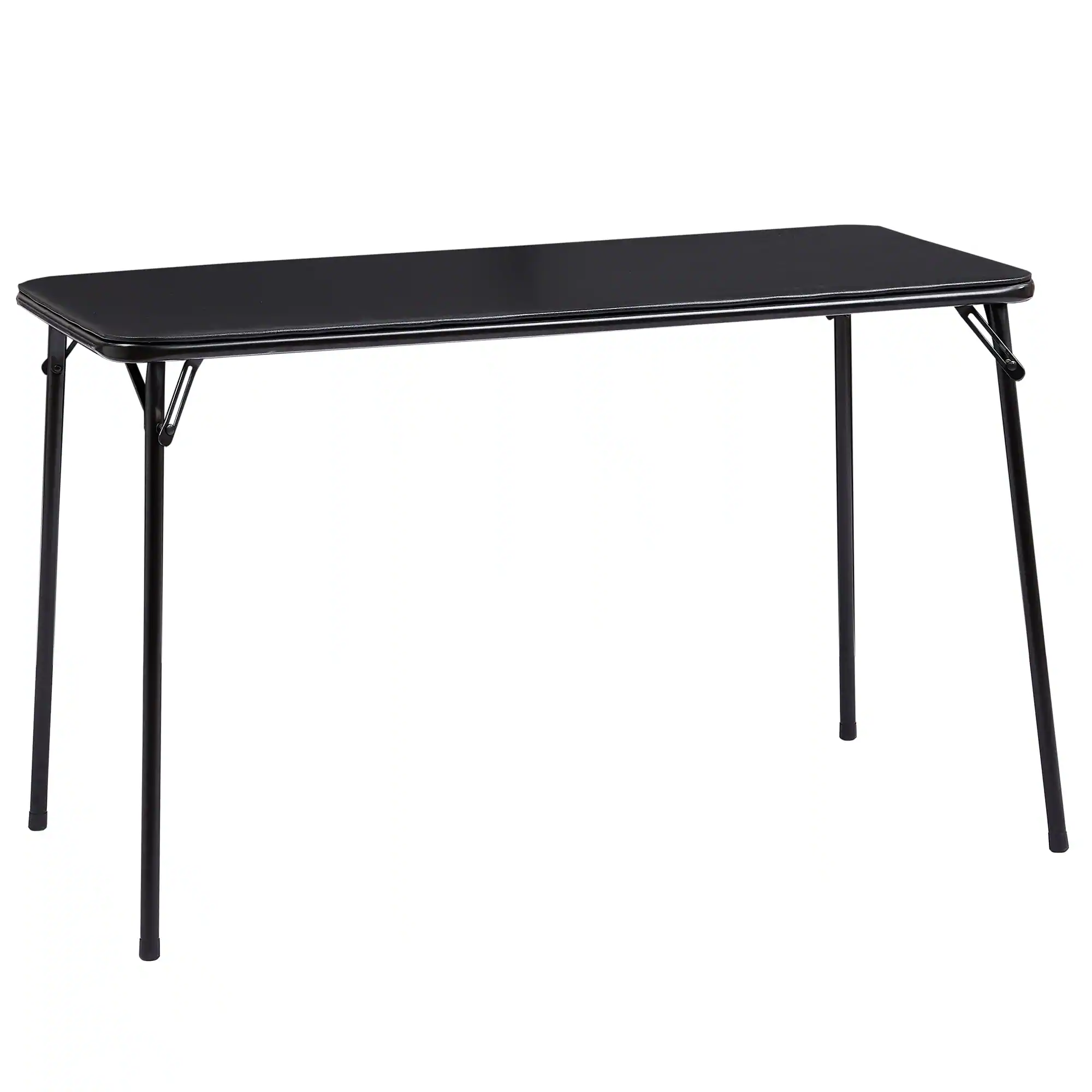 Front. Vecelo - Folding Table Desk 47’’ with Collapsible Legs & Vinyl Upholstery, No Assembly Needed, Metal - Black.