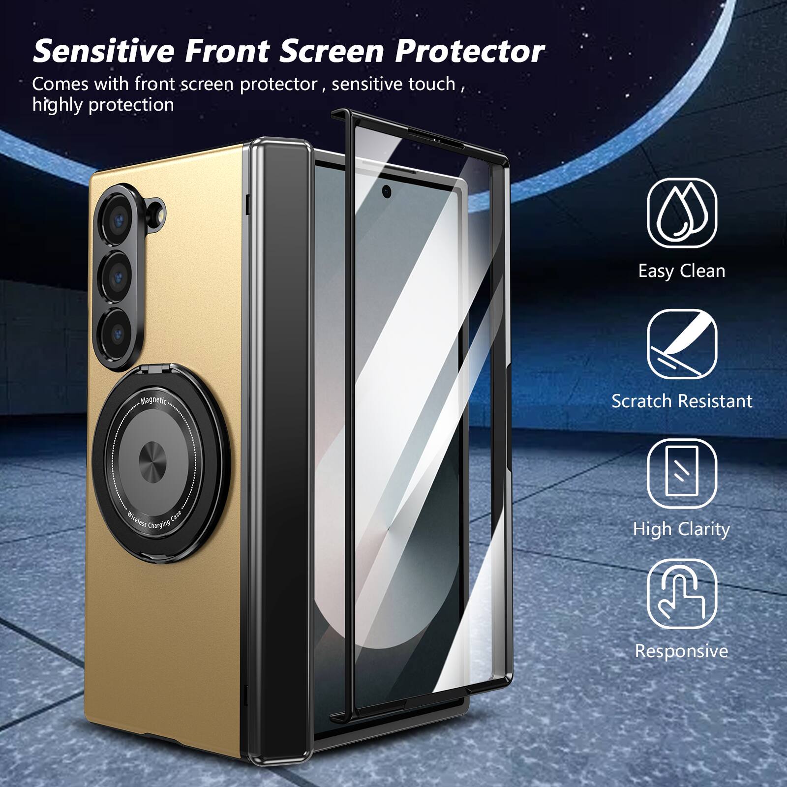 Sensitive Front Screen Protector  
Comes with front screen protector, sensitive touch, highly protection  

Easy Clean  
Scratch Resistant  
High Clarity  
Responsive