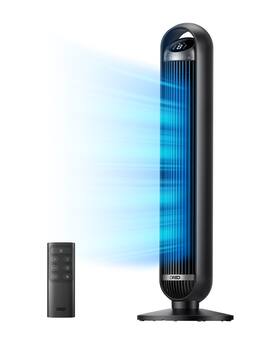 Dreo - 36 in. Tower Fan, 8 Speed, DC Motor, 25 DB Quiet 90° Oscillating with Remote in Black
