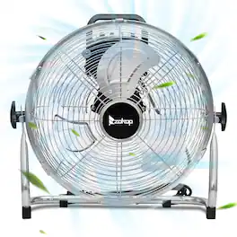 Winado - MFL-300 12" 3-Speed High Velocity Heavy Duty Metal Floor Fan with handle, 3183 CFM, 90°~180°-Degree Tilt, Powerful - Silver