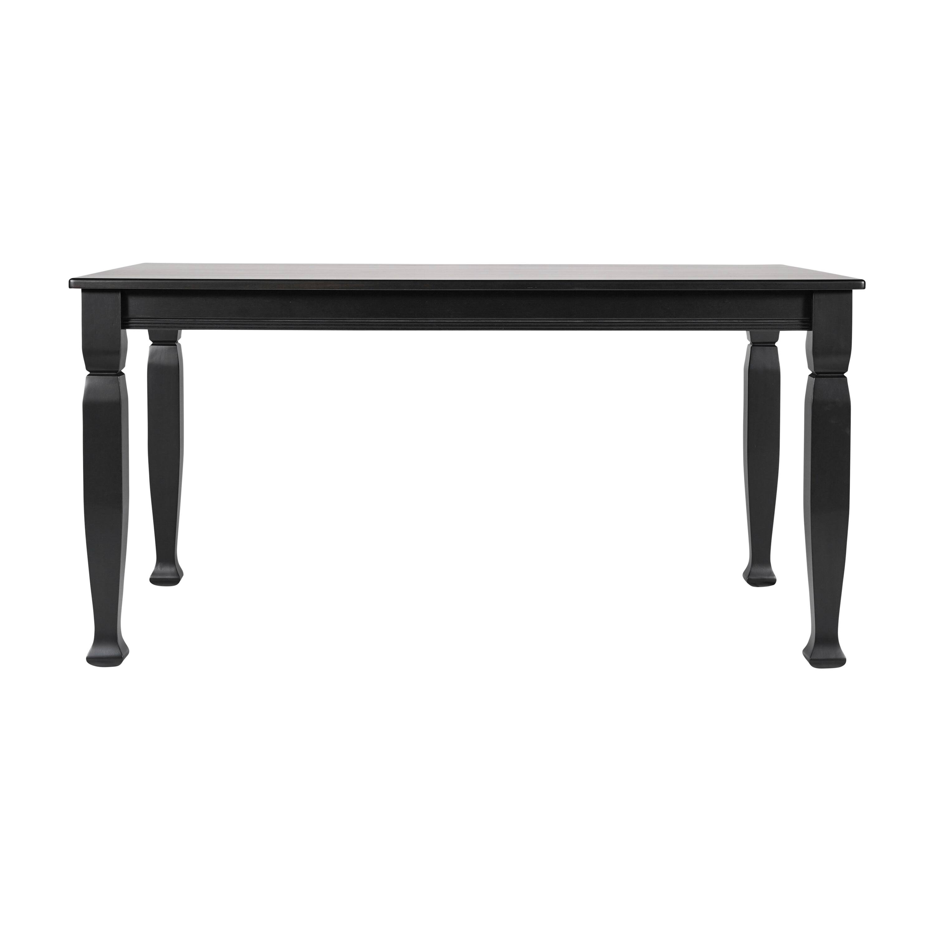 Angle. Flash Furniture - Grace 60" Solid Wood Dining Table with Turned Wooden Legs, Commercial Grade Heavy Duty Rectangle Wood Table for 6, Black - Black.