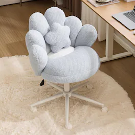 Winado - Lovely Petal Swivel Computer Vanity Desk Chair with Star Pillow, Height Adjustable Armless for Bedroom Home Office - Blue