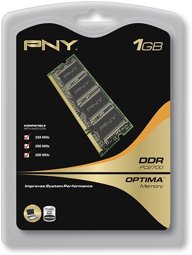  PNY - 1GB PC2700 DDR SoDIMM Notebook Memory