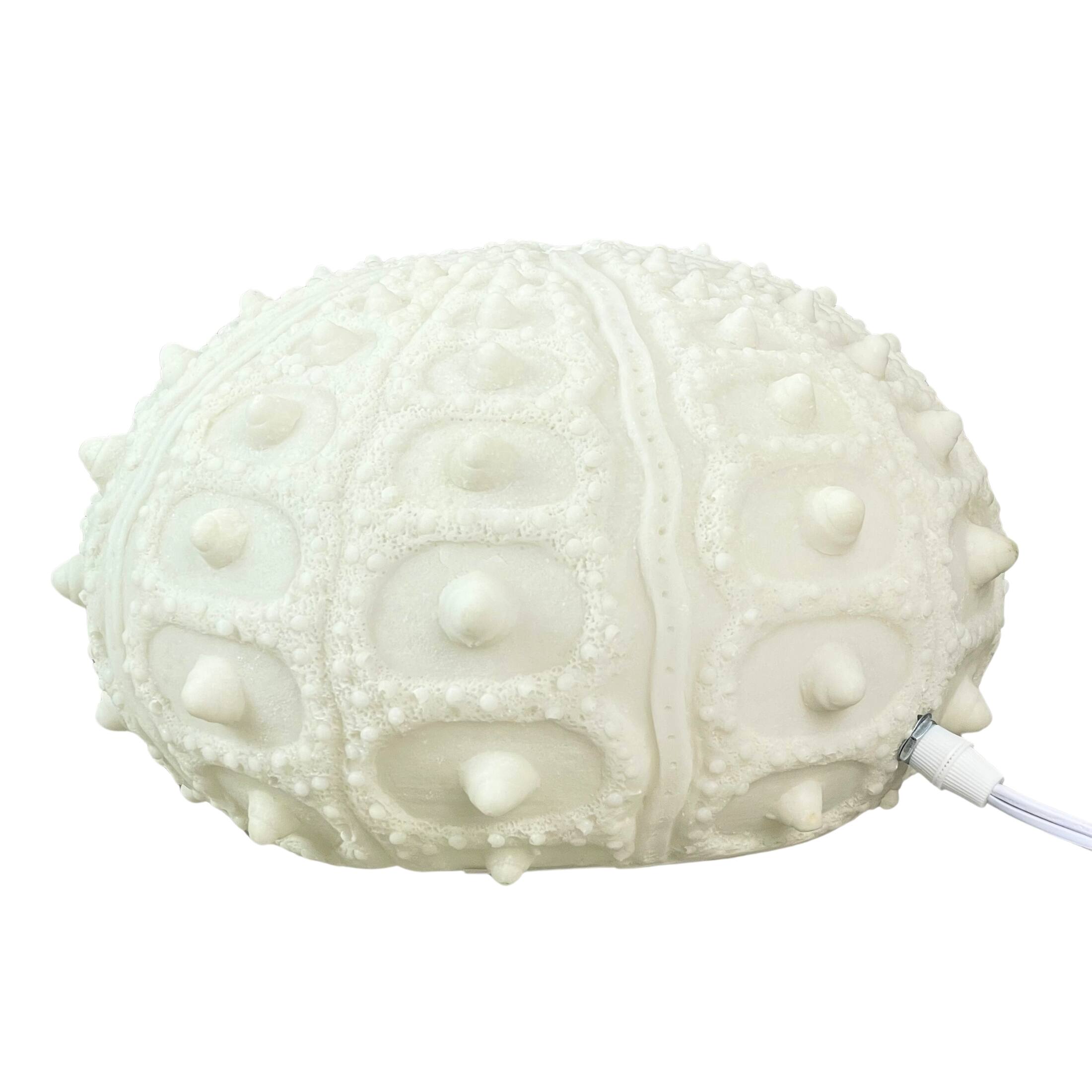 Alt View 2. Contrast Inc. - Coastal Sea Urchin Lamp, 12" Resin Sculpture with Warm Glow, Decorative Accent - White.