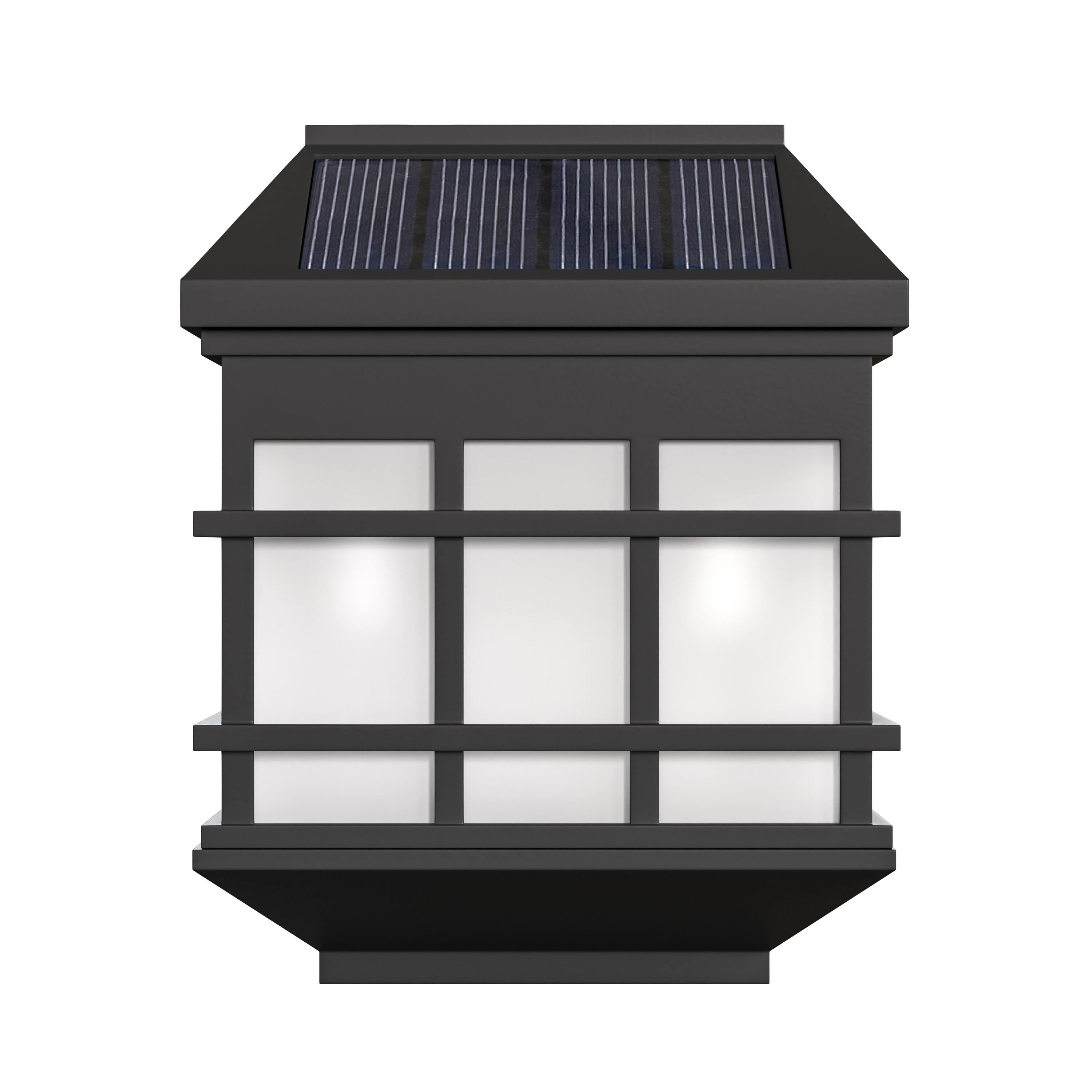 Alt View 8. Emma + Oliver - Set of 6 Solar Deck and Fence Lights, Decorative Outdoor Solar Powered Weatherproof Wall Mount Fence and Deck Lighting - Black.