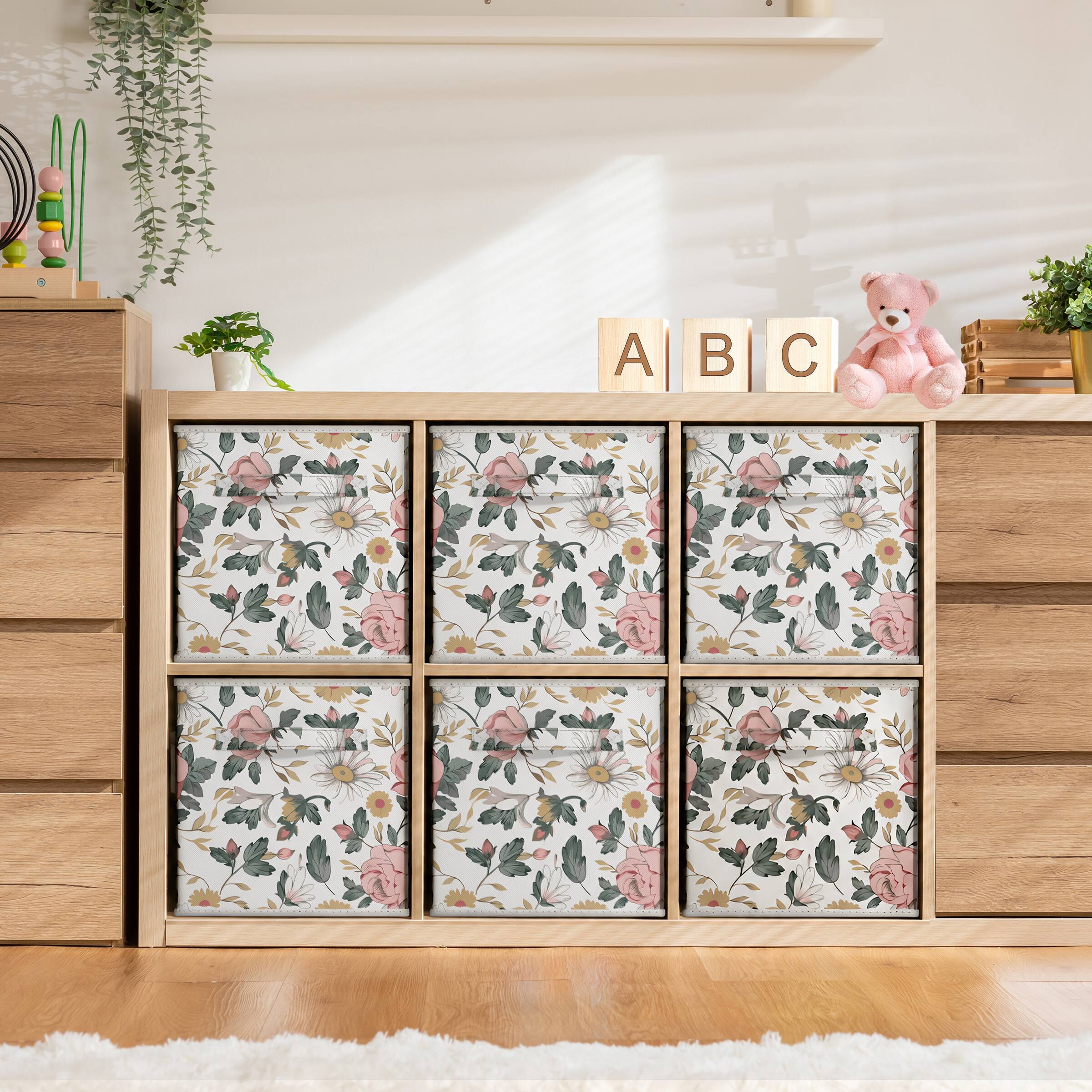 Angle. Sorbus - Sorbus 6 Pack 11 Inch Foldable Storage Cubes with Handle for Organizing Home, Shelves, Nursery, Playroom.