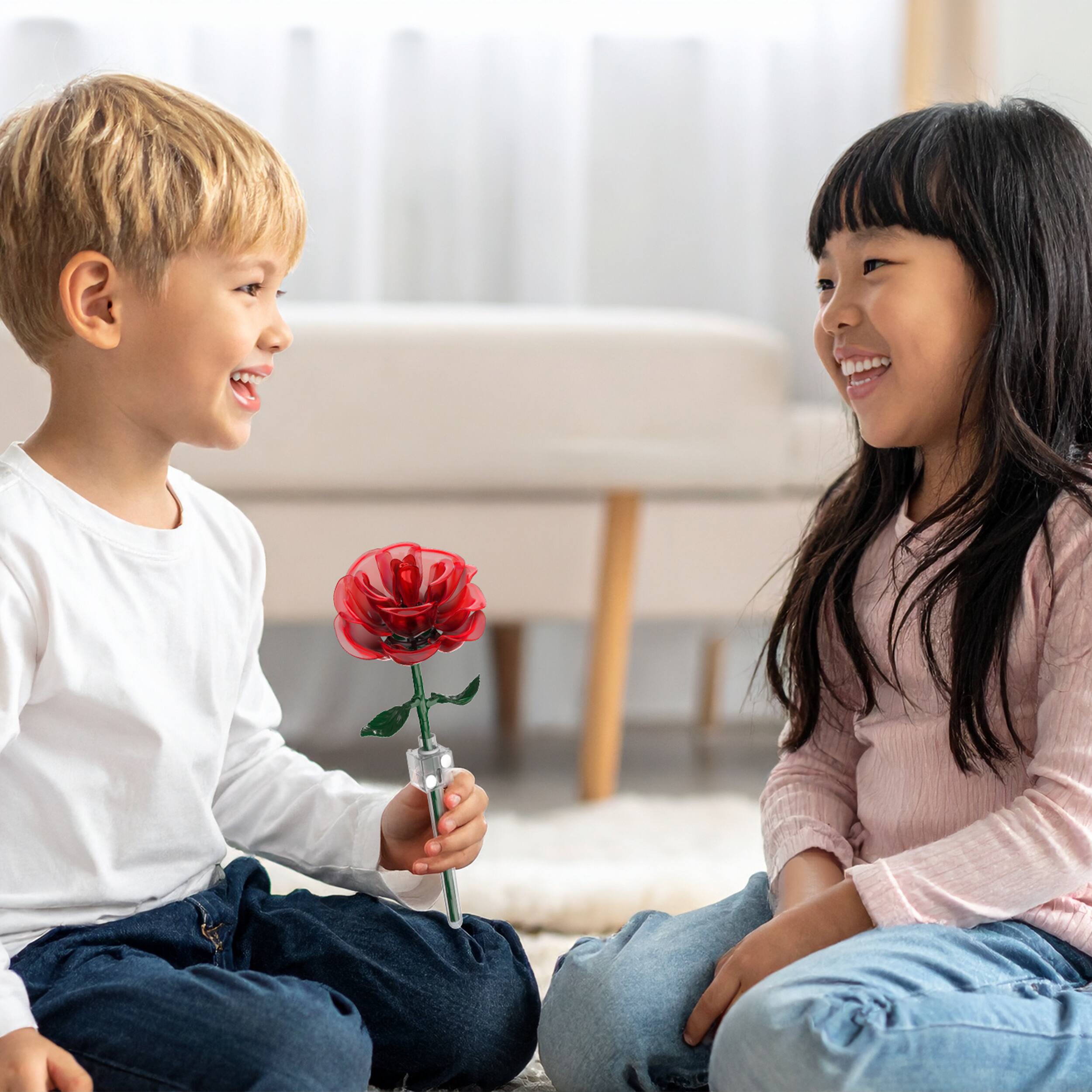 Alt View 1. PicassoTiles - PicassoTiles Red STEM Roses 45pc Magnetic Flower Building Kit for Kids, STEM Construction Toy, Mother’s Day Gift.