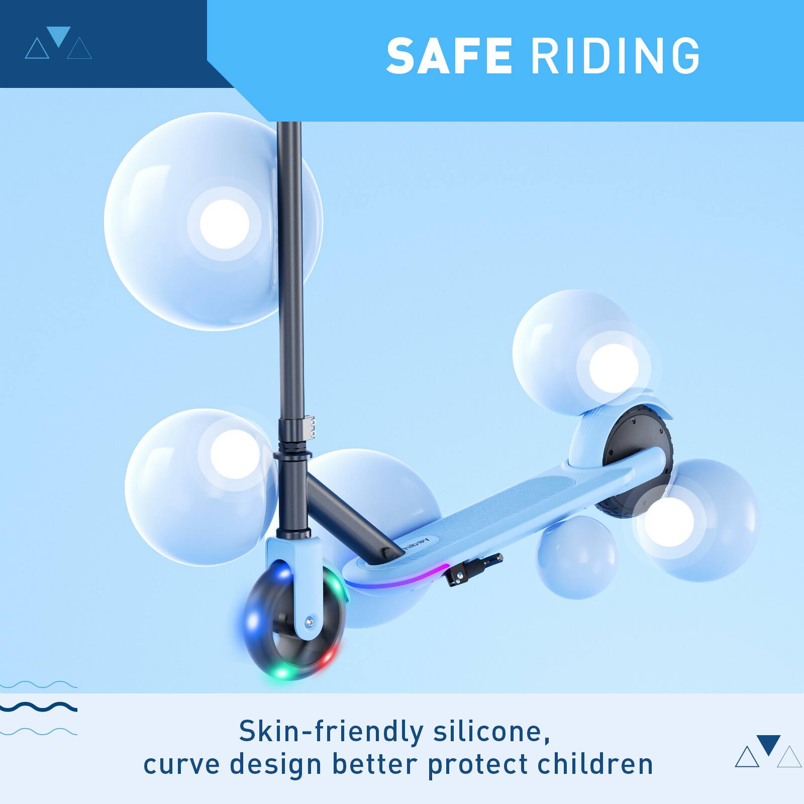 SAFE RIDING: Skin-friendly silicone, curve design better protect children.