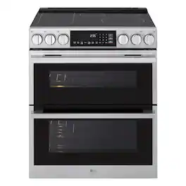 LG - STUDIO 7.3 Cu. Ft. Slide-In Double Oven Electric True Convection Smart Range with EasyClean and Air Fry - Stainless Steel