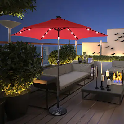 burgundy patio umbrella with lights Solar 3 Tiers Outdoor LED 10FT / Blue Enjoy shaded comfort day and night with this 7.5 ft Best Choice Products 9ft Deep