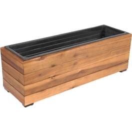 Sunnydaze - 24.25 in Rectangle Wood Planter Box - Light Brown Stain