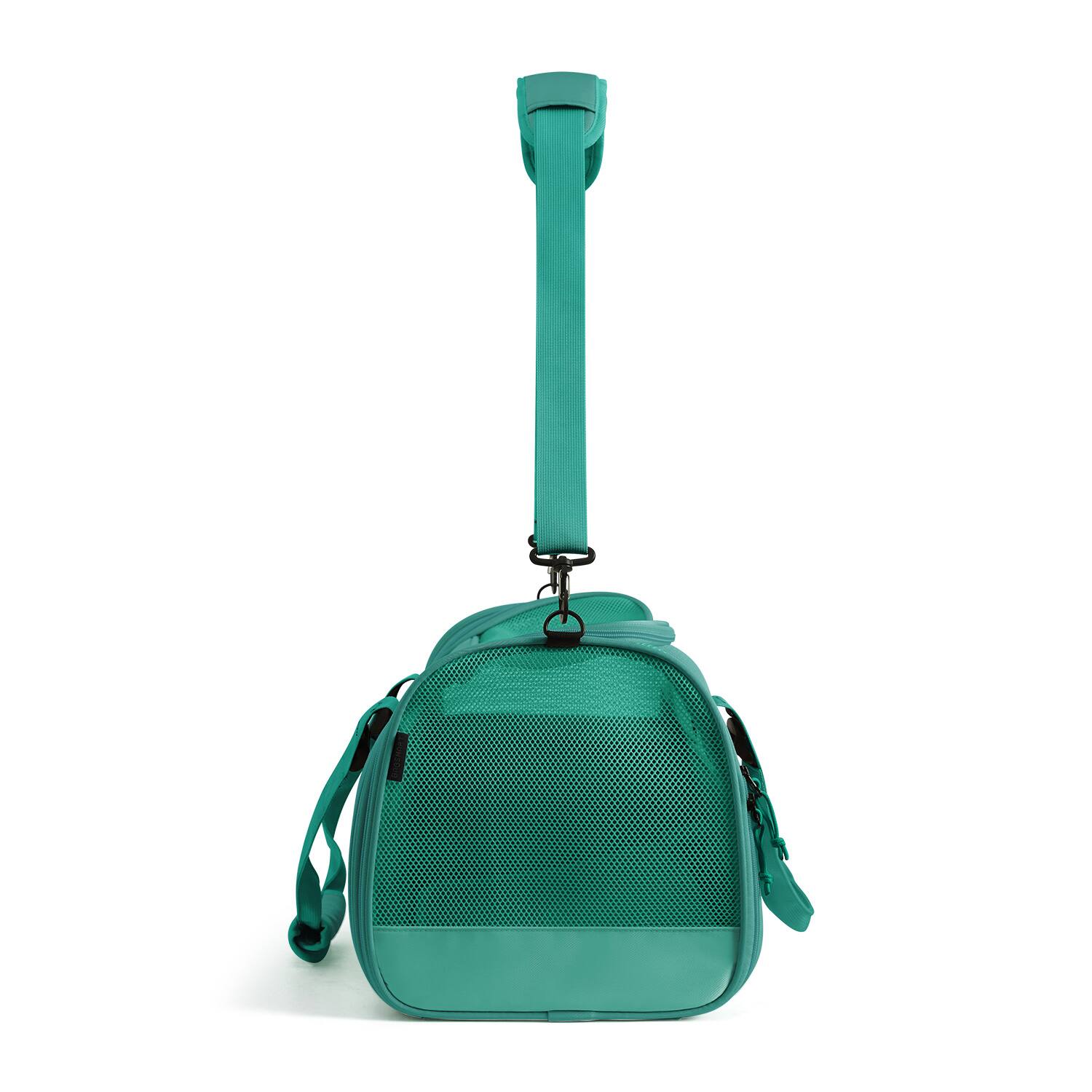 Left. Bagsmart - Rollover Pet Travel Carrier, Convertible Airline-Compliant Sling Bag with Removable Pet Bed for Travel & Everyday Use - Agate Green.