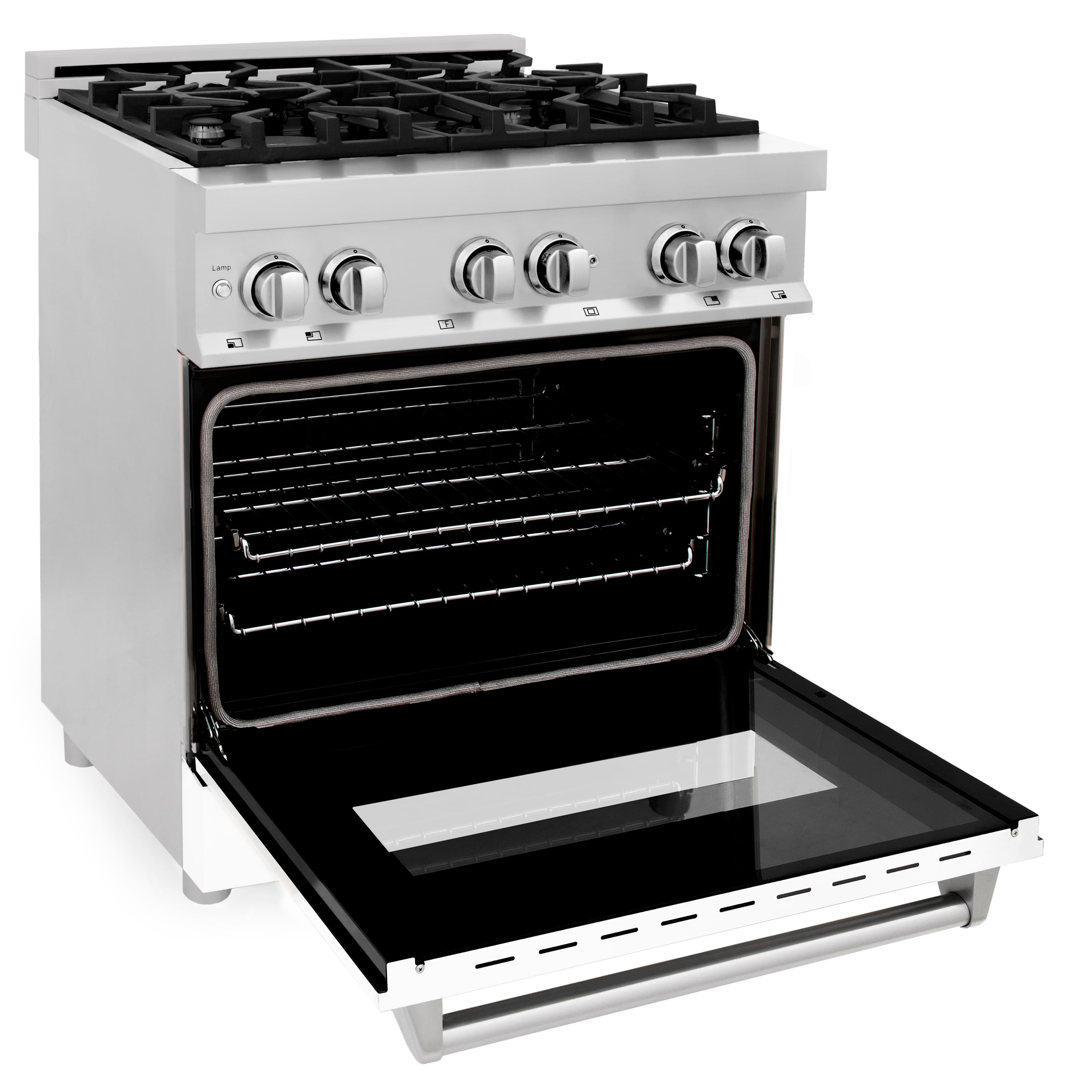 Alt View 1. ZLINE - 30" Legacy Dual Fuel Range w/ 4 Burner Cooktop & Electric Oven w/ White Matte Door (RA-WM-30) - Stainless steel.