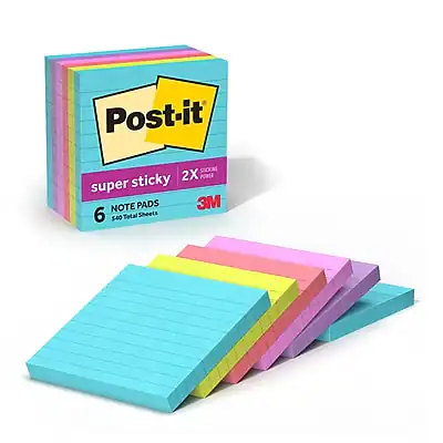 Post-it
super sticky
2X POWER
6 NOTE PADS
3M
540 Total Sheets