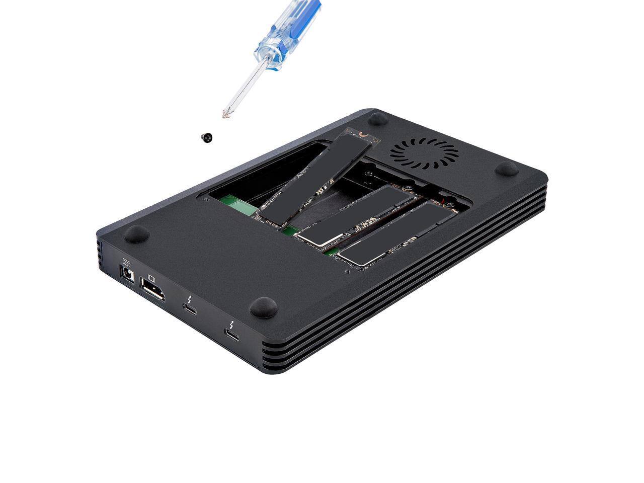 Alt View 3. StarTech.com - StarTech.com 4-Bay Thunderbolt 3 NVMe Enclosure - 1x DisplayPort, 2x TB3 Ports, 40Gbps, 72W (M2E4BTB3).