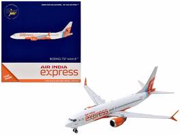 GeminiJets - Boeing 737 MAX 8 Commercial Aircraft "Air India Express" (VT-BXA) with Tail Graphics 1/400 - White