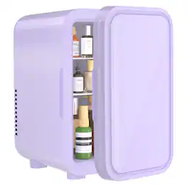 YASHE - 6L Mini Fridge, 8-Can Portable Thermoelectric Cooler & Warmer for Home, Office, Dorm, Car – AC/DC - Purple
