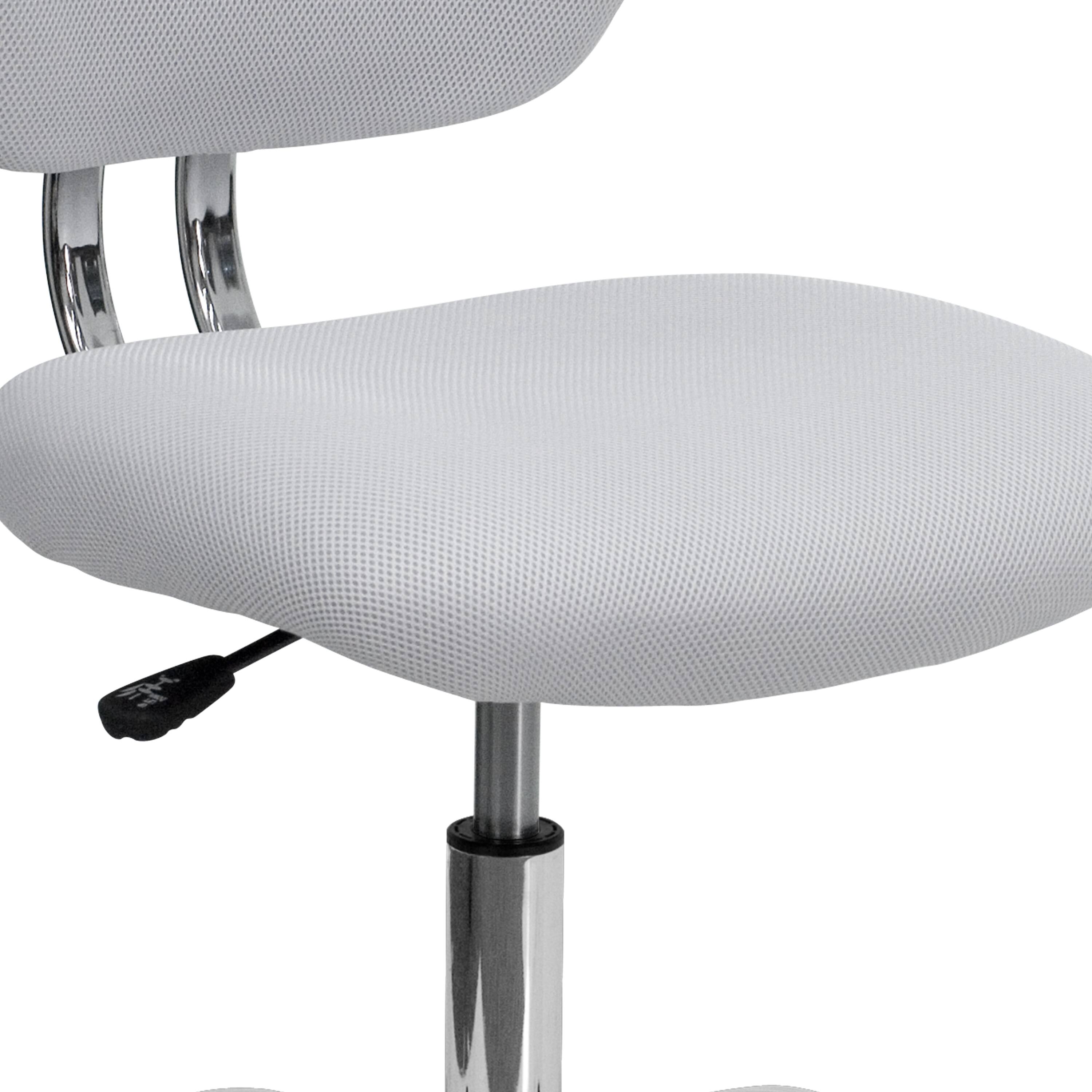 Alt View 9. Emma + Oliver - Mid-Back Mesh Padded Swivel Task Office Chair with Chrome Base - White.