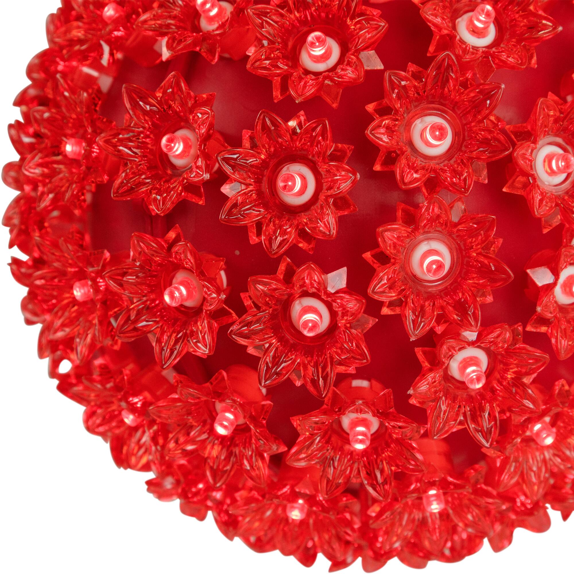 Alt View 3. Northlight - LED Lighted Hanging Starlight Floral Sphere Outdoor Christmas Decoration- 7.5" - Red - Red.
