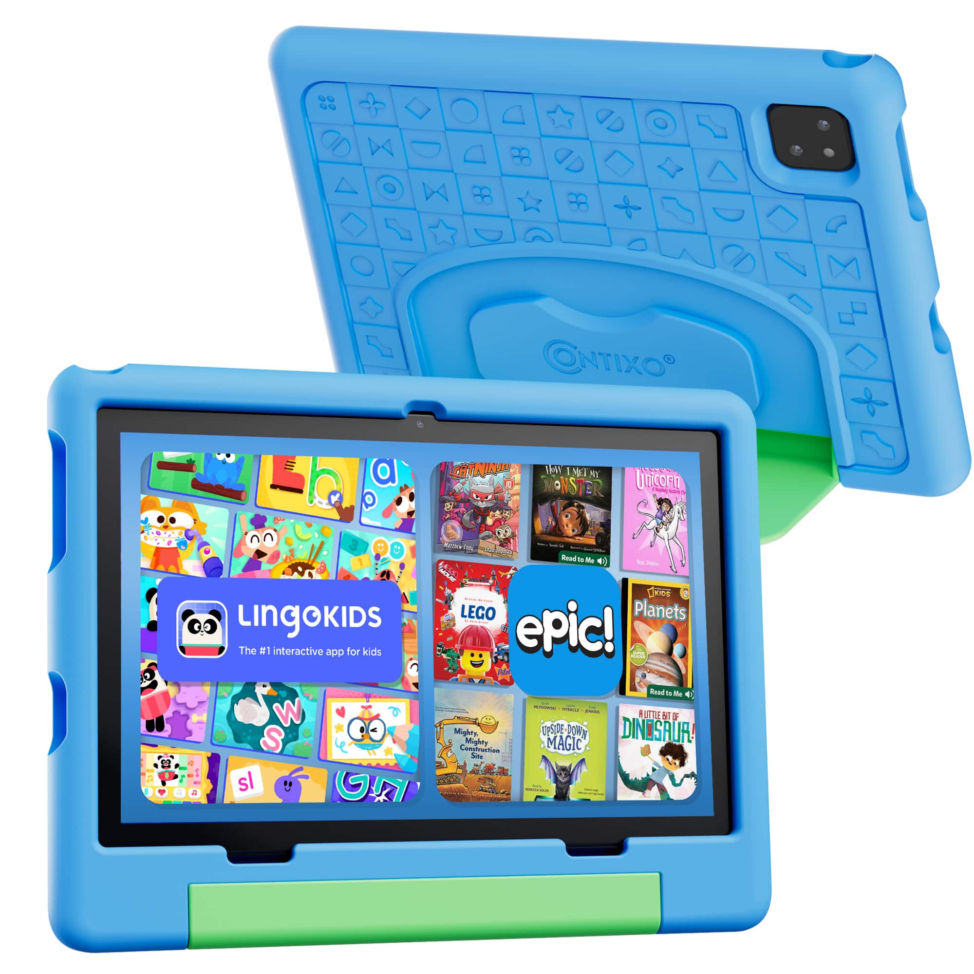 Contixo - A10 10" Educational Kids Tablet with Epic! and Lingokids 64GB with Parental Controls & Kid-Proof Case - Blue