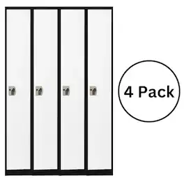 AdirOffice - Storage Locker 629-Series 72" H 1-Tier Steel Key Lock 2-Shelf Locker with Key Lock, 4/Pack - Black Bidy/White Doors