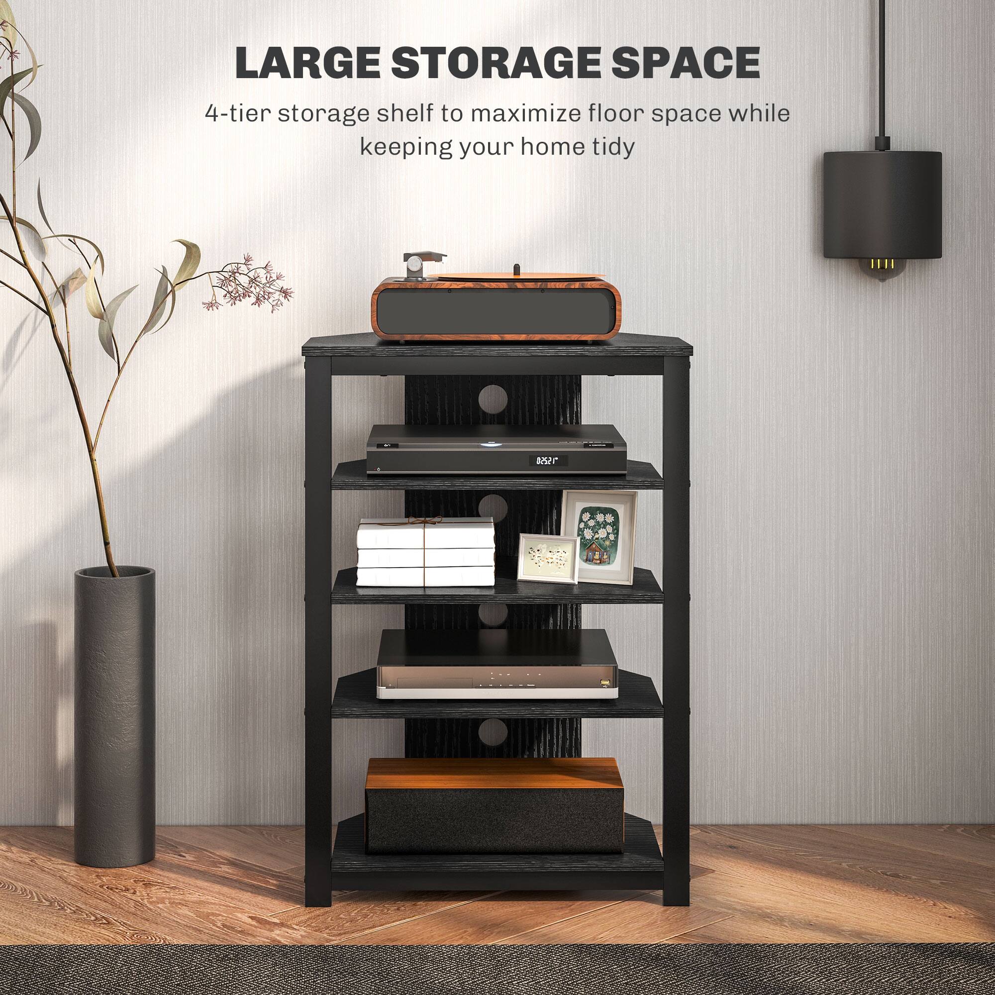 LARGE STORAGE SPACE
4-tier storage shelf to maximize floor space while keeping your home tidy