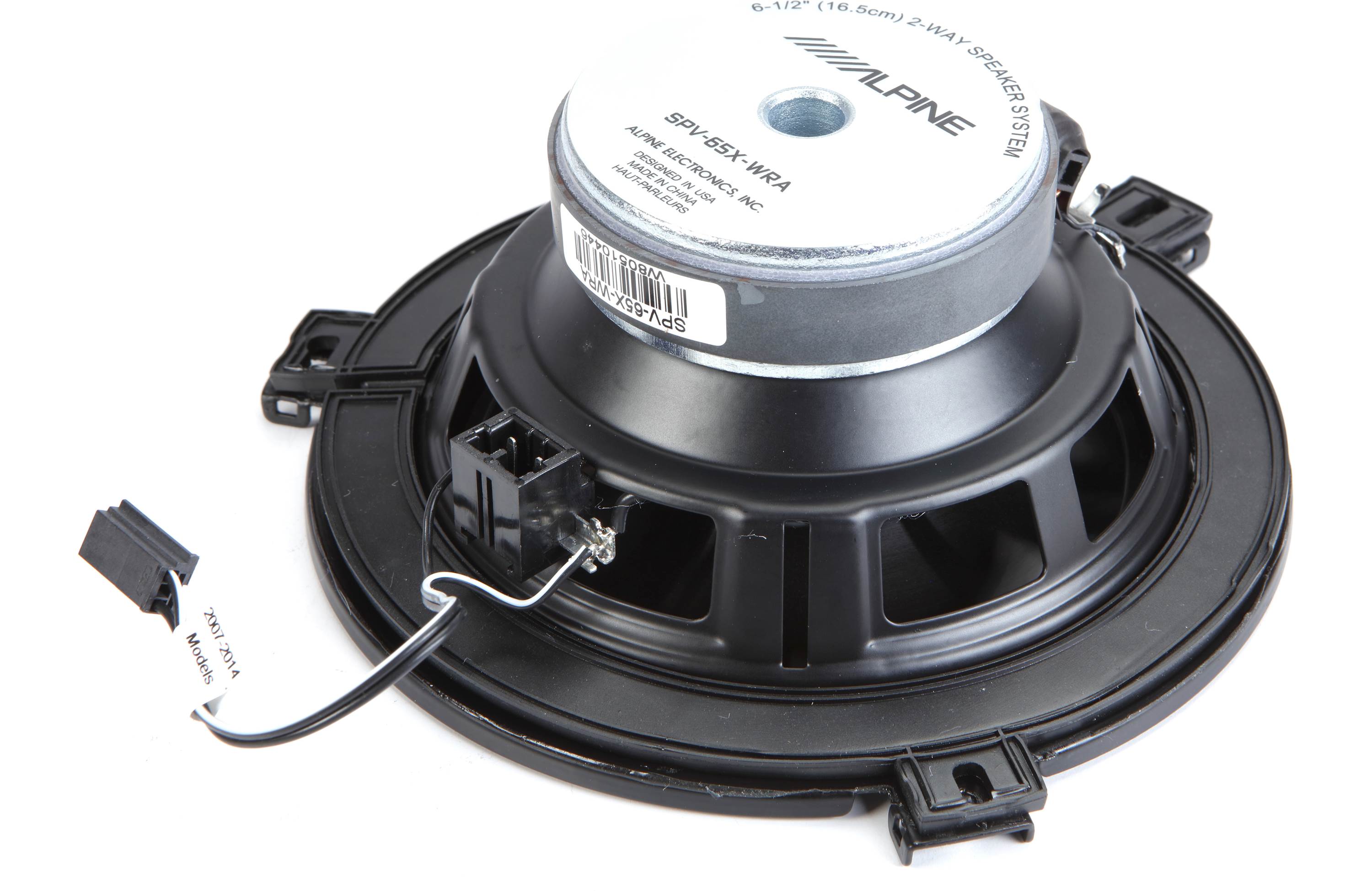 6-1/2" (16.5cm) 2-WAY ALPINE SPEAKER ALPINE SPV-65X-WRA SYSTEM  
DESIGNED IN ELECTRONICS.  
HAUT-PARLEURS IN EURS CHINA USA INC.  
W80510448 0446 WBOS WRA SPV-65X-WR  
2007 Models ATOS-VOOS 2014
