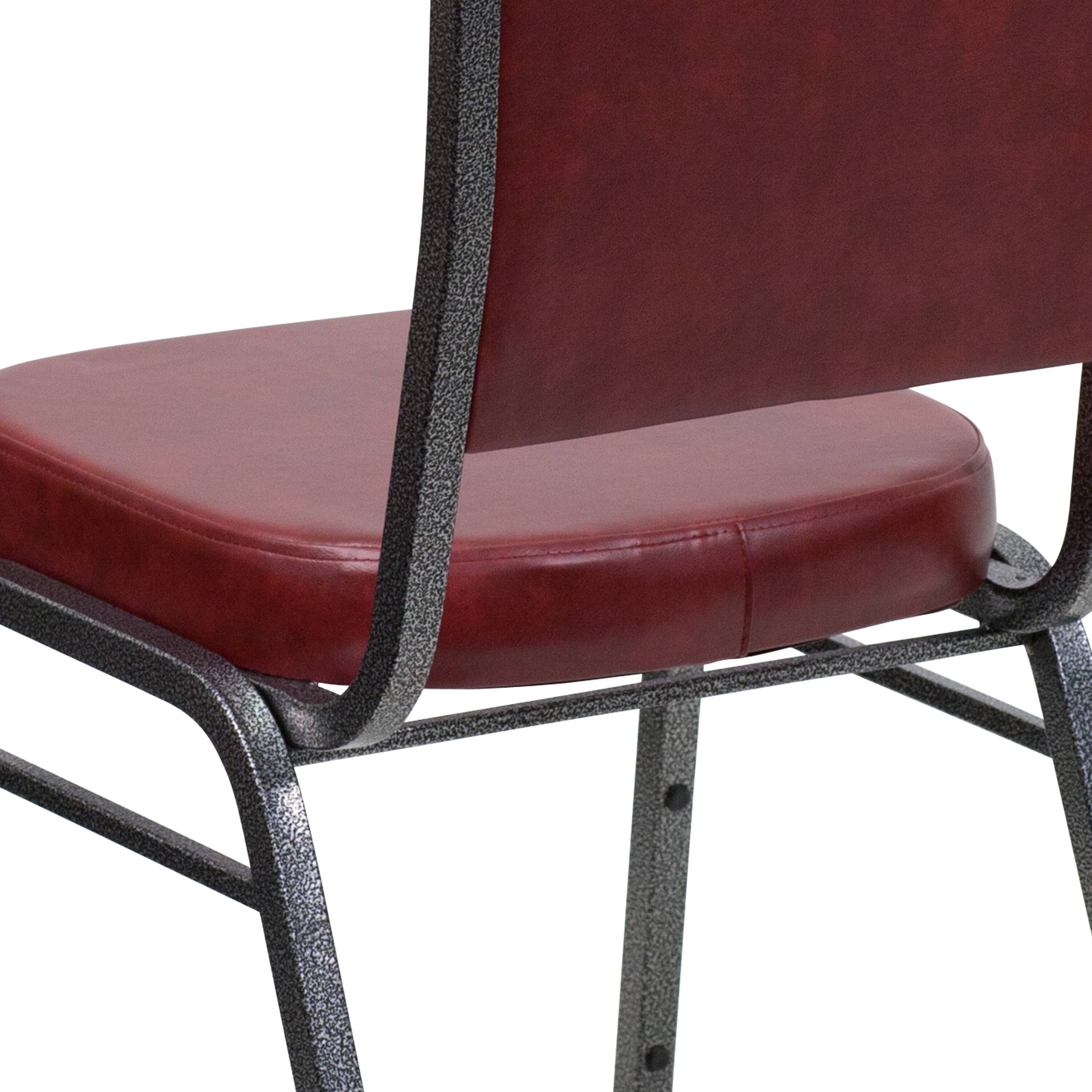 Alt View 10. Emma + Oliver - Crown Back Stacking Banquet Dining Chair - Burgundy Vinyl/Silver Vein Frame.