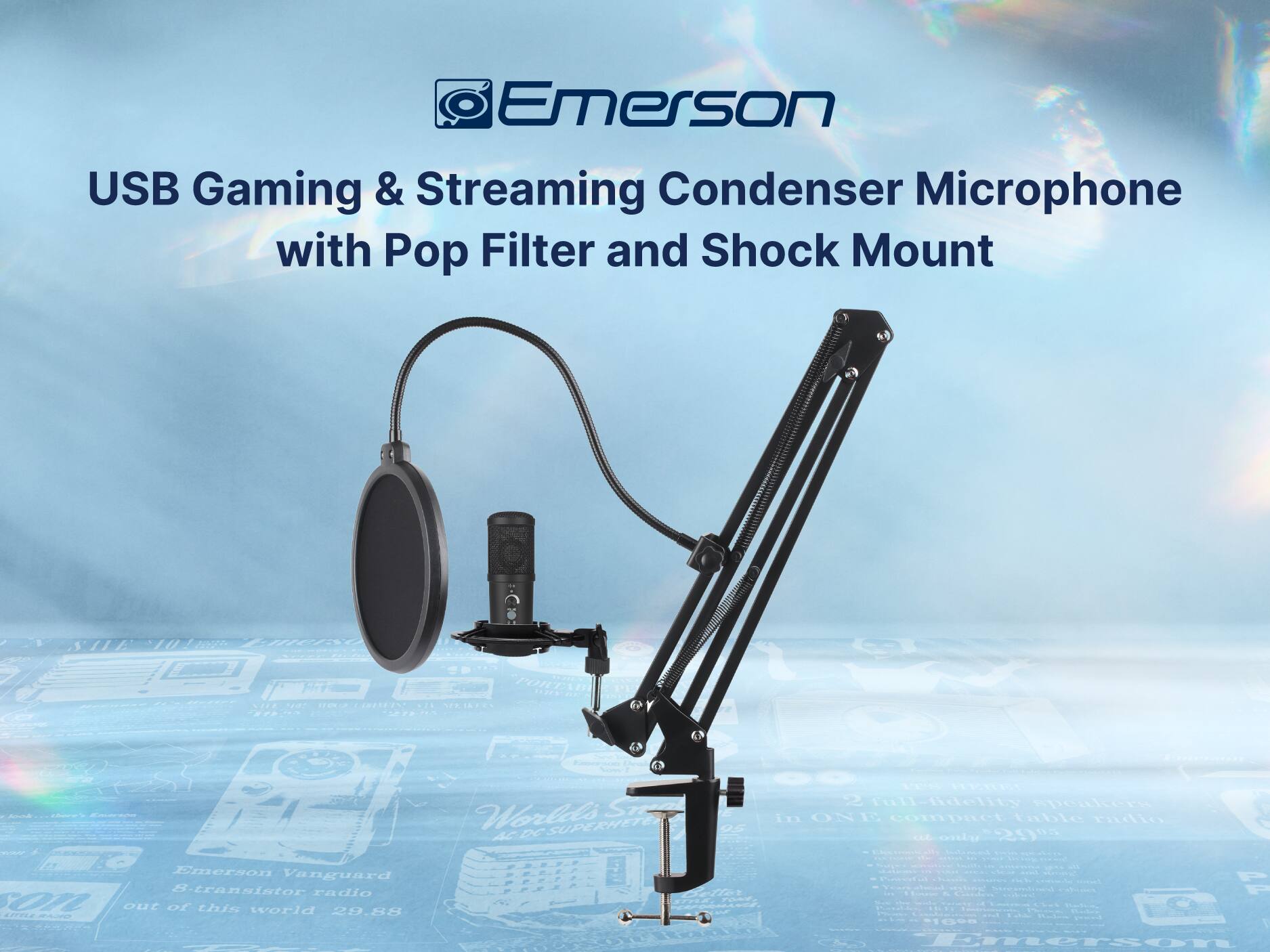 Emerson USB Gaming & Streaming Condenser Microphone with Pop Filter and Shock Mount PORTA  .... va7 TrOcc CIRESEIN -.. VRIAN EIE EN A - Emerson Vanguard S-transistor radio 01L out of this world 29.88 42O1Z me World's STeP AC DC SUPERHETE  C N 2 full-Bdelity spealere in ON 1O compuet bable rarlio  c.L viro 2000  - - - F   | ata 1 Emerson