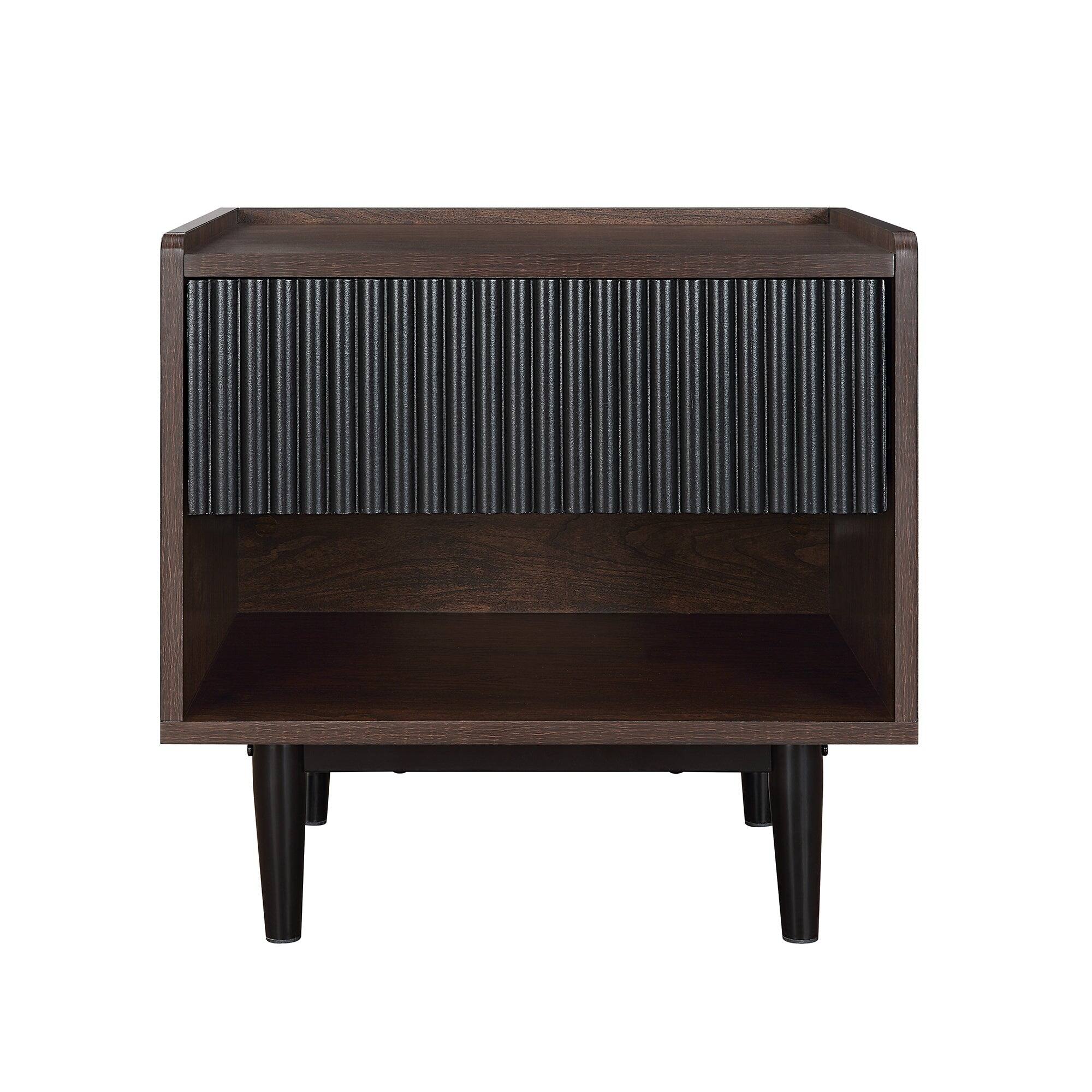 Manhattan Comfort - Duane Mid-Century Modern 20" Fluted Nightstand - Black