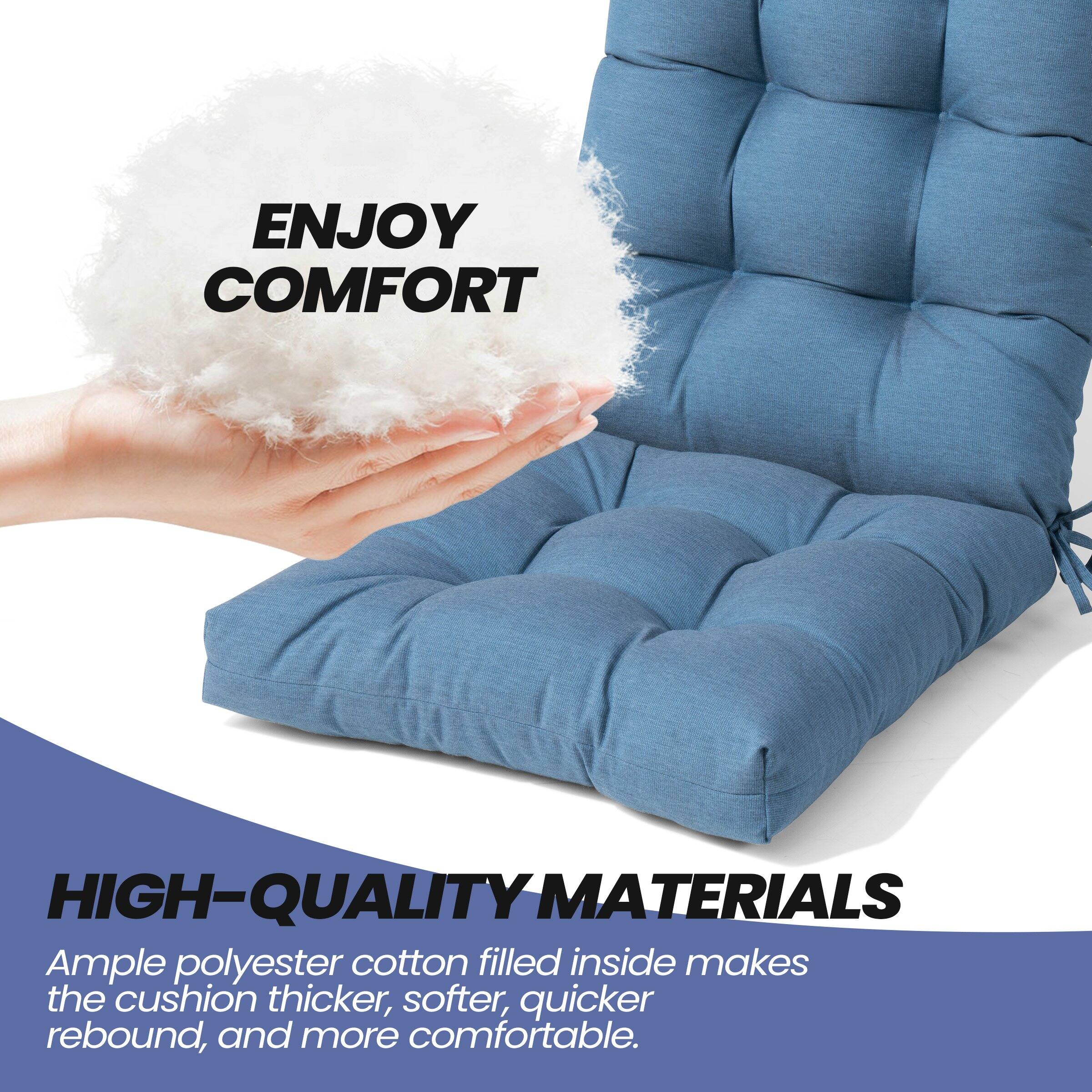 ENJOY COMFORT

HIGH-QUALITY MATERIALS

Ample polyester cotton filled inside makes the cushion thicker, softer, quicker rebound, and more comfortable.