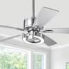 Front. Parrot Uncle - 52" Chrome Modern Dimmable LED Indoor Ceiling Fan with Light and Remote - Chrome.