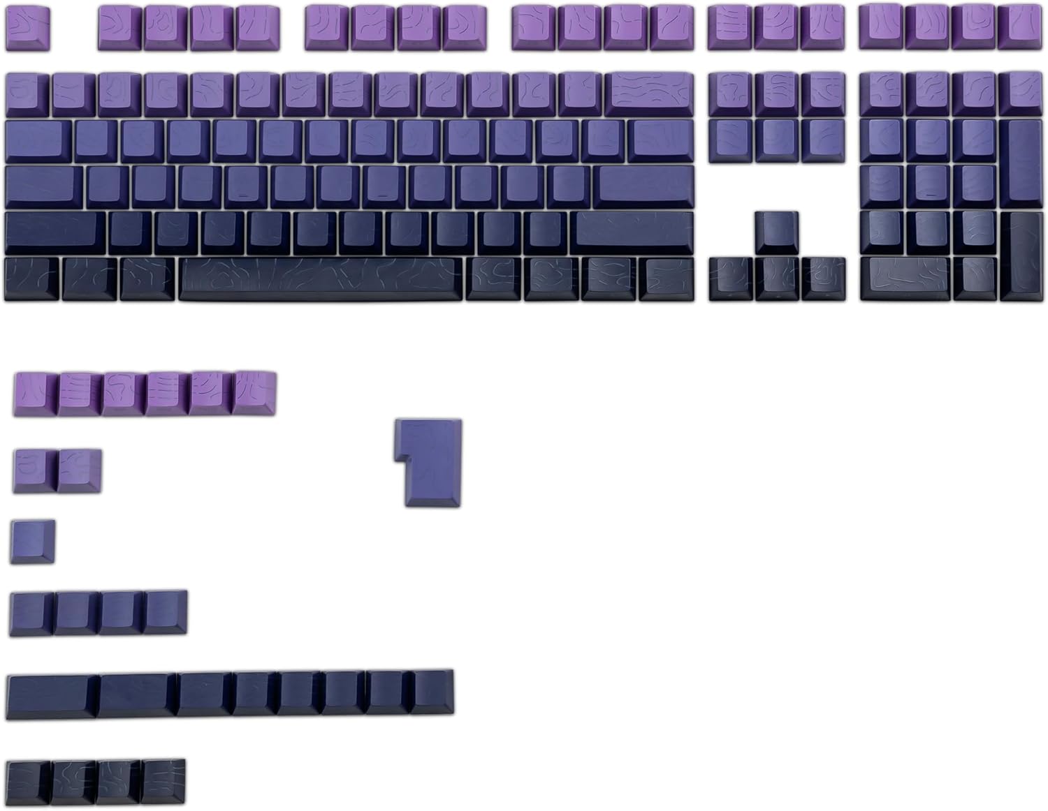 Angle. Womier - Double Shot PBT keycaps,Topographic Keys Cherry Profile Key caps for All US Layout Mechanical Keyboardd - Purple.