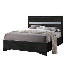 Manhattan Lane - Wooden Twin Size bed with Bracket Legs and Crystal Accented Headboard, Black - Black