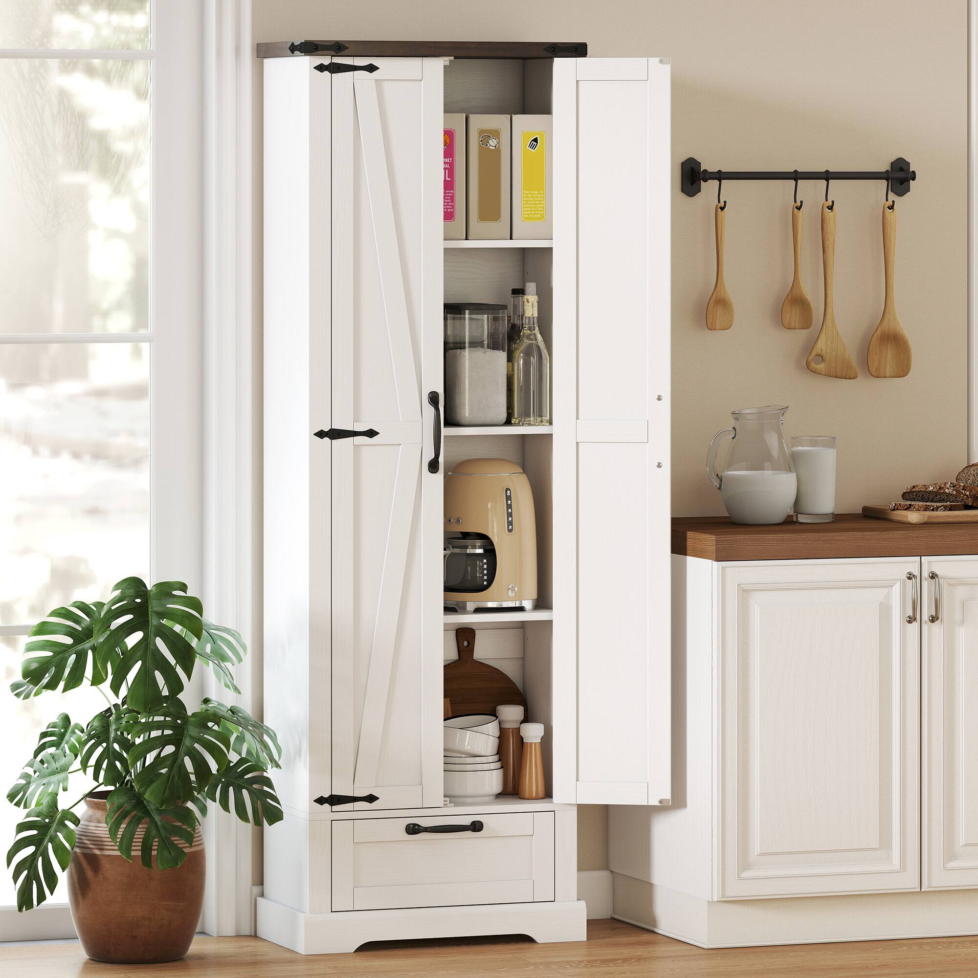 Alt View 1. Homcom - Pantry Cabinet, Kitchen Storage Cabinet with Adjustable Shelves - White.