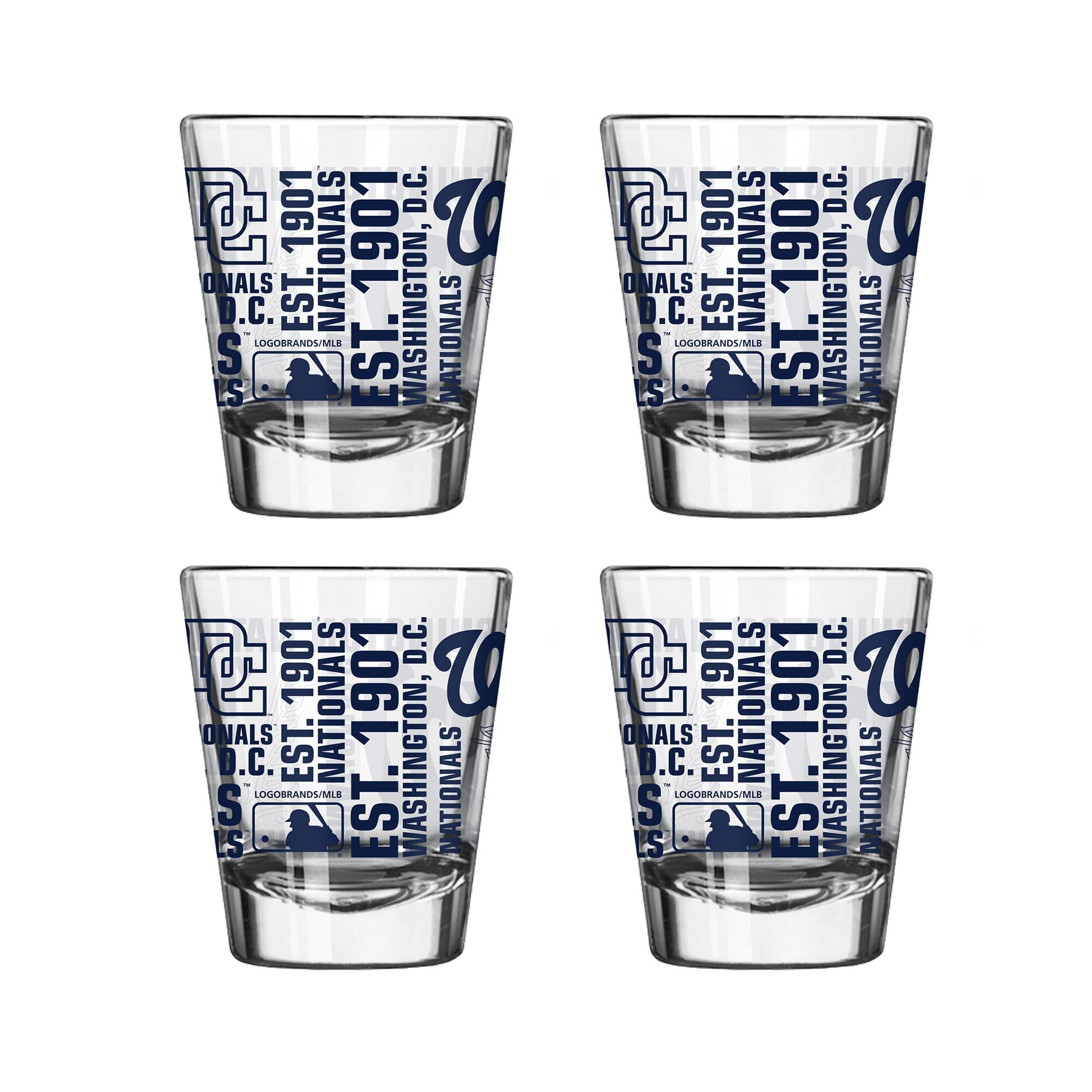 Logo Brands - Washington Nationals 4-Pack 2oz. Shot Glass Set - Multicolor