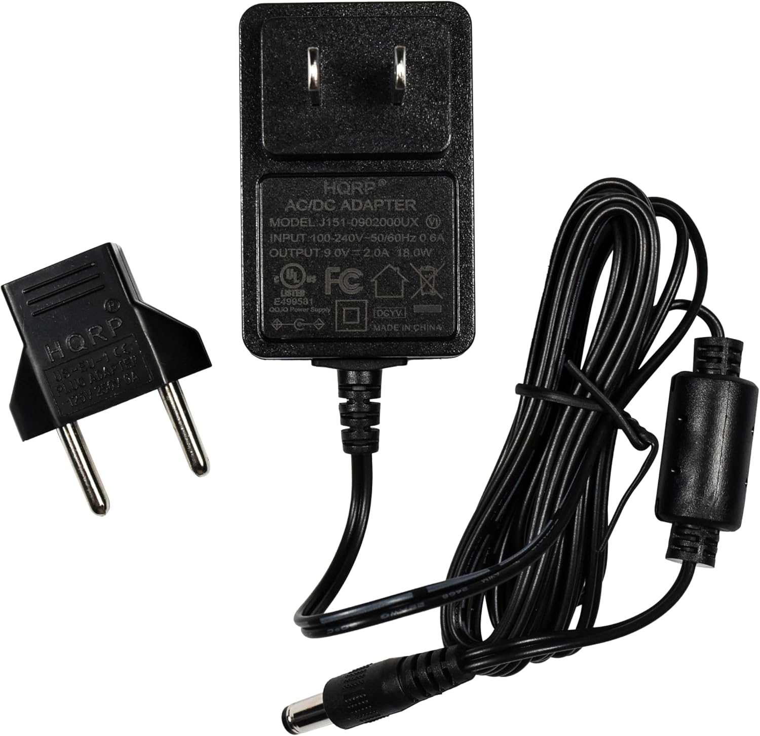 HORP AC/DC ADAPTER  
MODEL: J151-0902000UX  
INPUT: 100-240V~50/60Hz  
OUTPUT: 9V - 2.0A 18.0W  
MADE IN CHINA