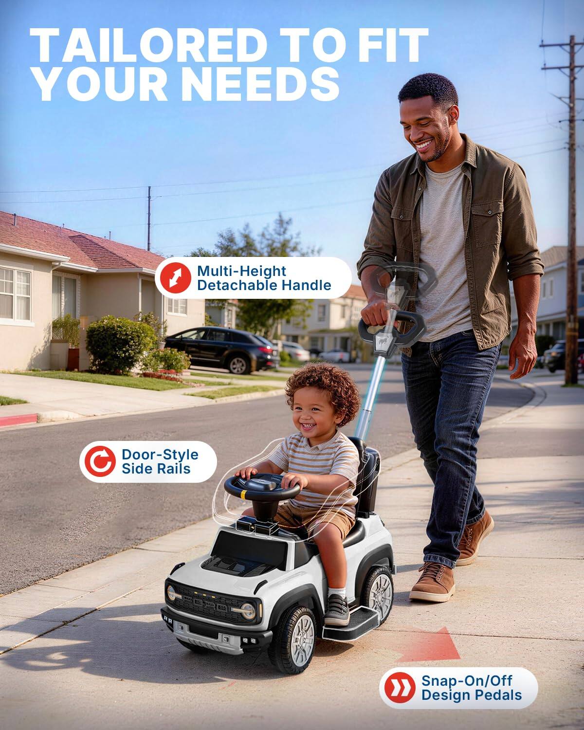 TAILORED TO FIT YOUR NEEDS

- Multi-Height Detachable Handle
- Door-Style Side Rails
- Snap-On/Off Design Pedals