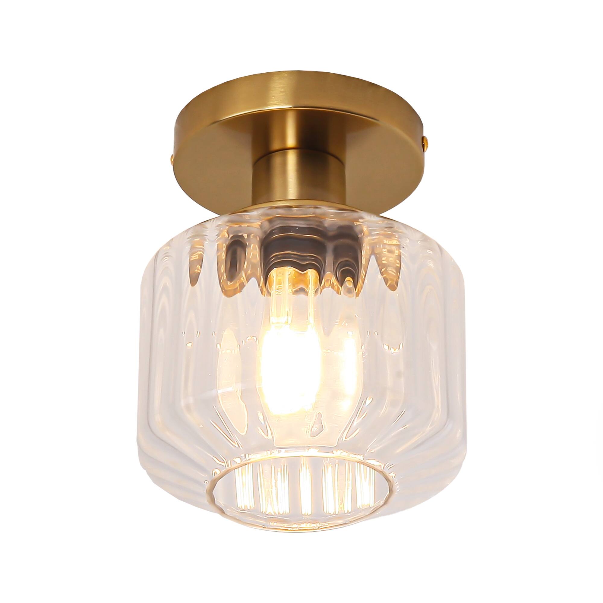 Alt View 2. Parrot Uncle - 6" Modern Gold Glass Small Semi Flush Mount Ceiling Light - Gold.