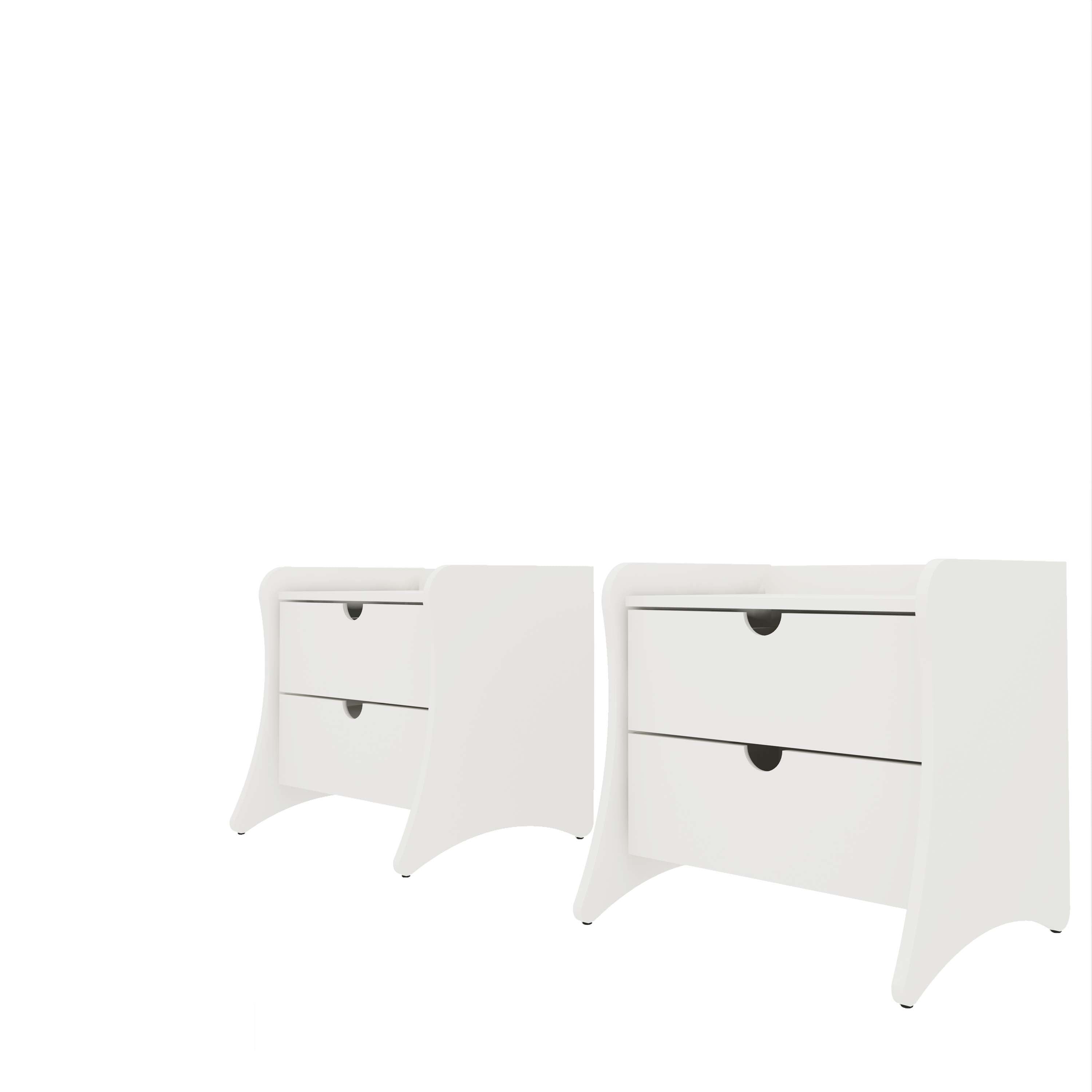 Alt View 1. Manhattan Comfort - Coney Mid-Century Modern 20" Nightstand - Set of 2 - White.