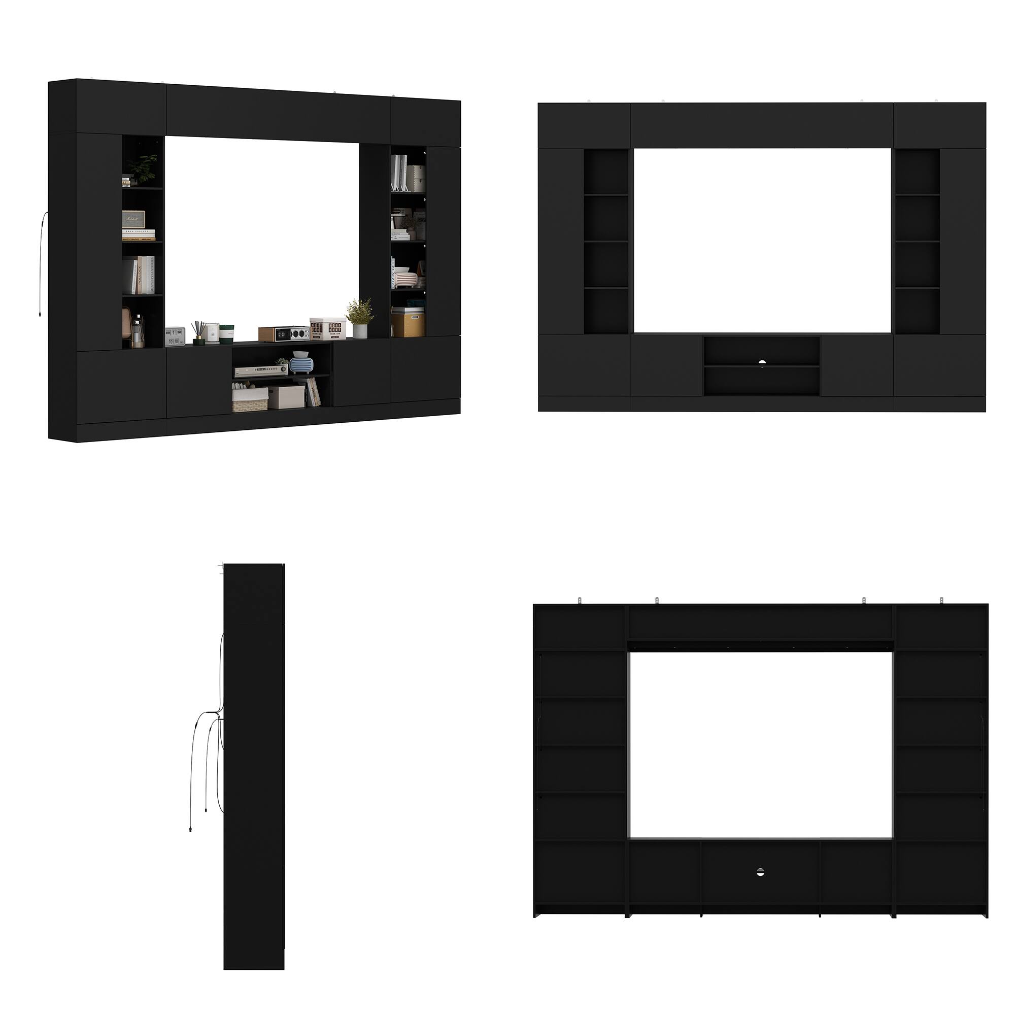 Alt View 10. FUFU&GAGA - Entertainment Center with Surround Design for 75 Inch TVs, Media Console Adjustable Lighting, Cable Management - Black.