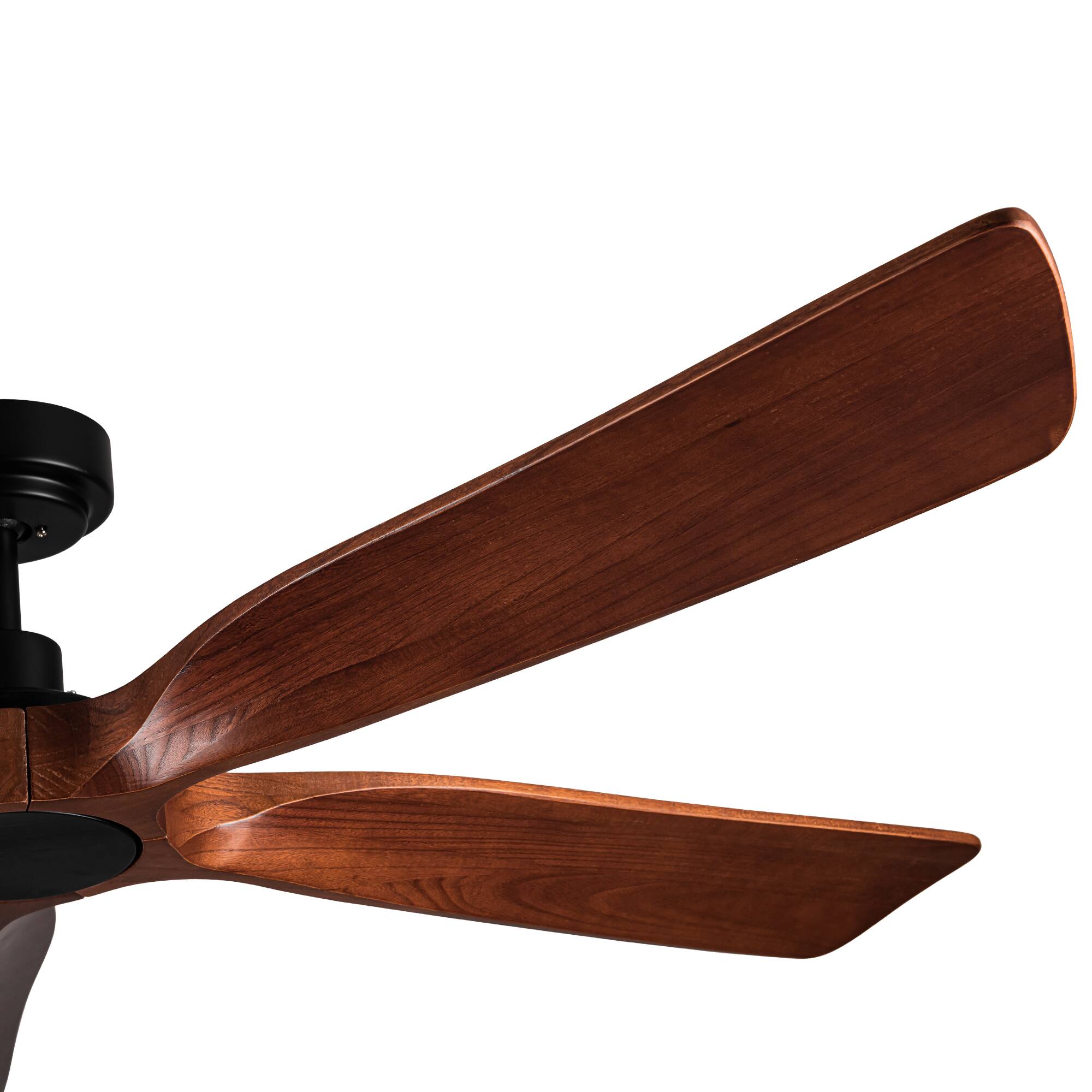 Alt View 5. Sofucor - Farmhouse Ceiling Fan No Lights with Remote 60 Inch Outdoor Indoor Ceiling Fan 5 Solid Wood Blade Quiet Reversible - Black Brown.