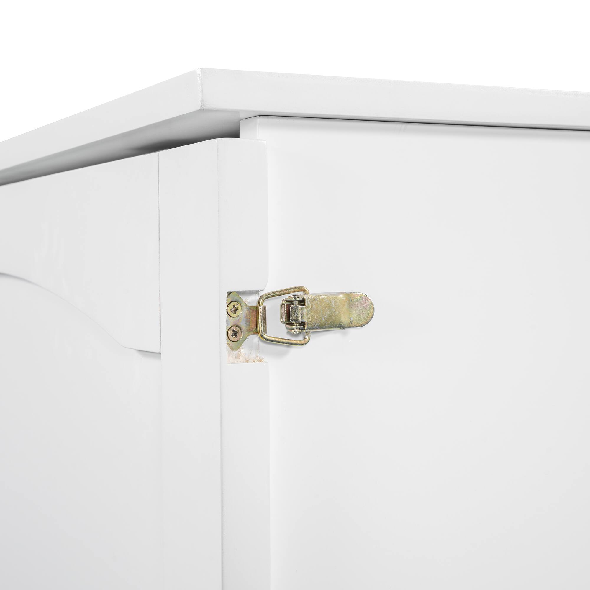 Alt View 7. Tiramisubest - Queen Size White Murphy Wall Bed, Solid Wood+MDF, Pulley, Drawer & Sockets/USB, Space-Saving - White.