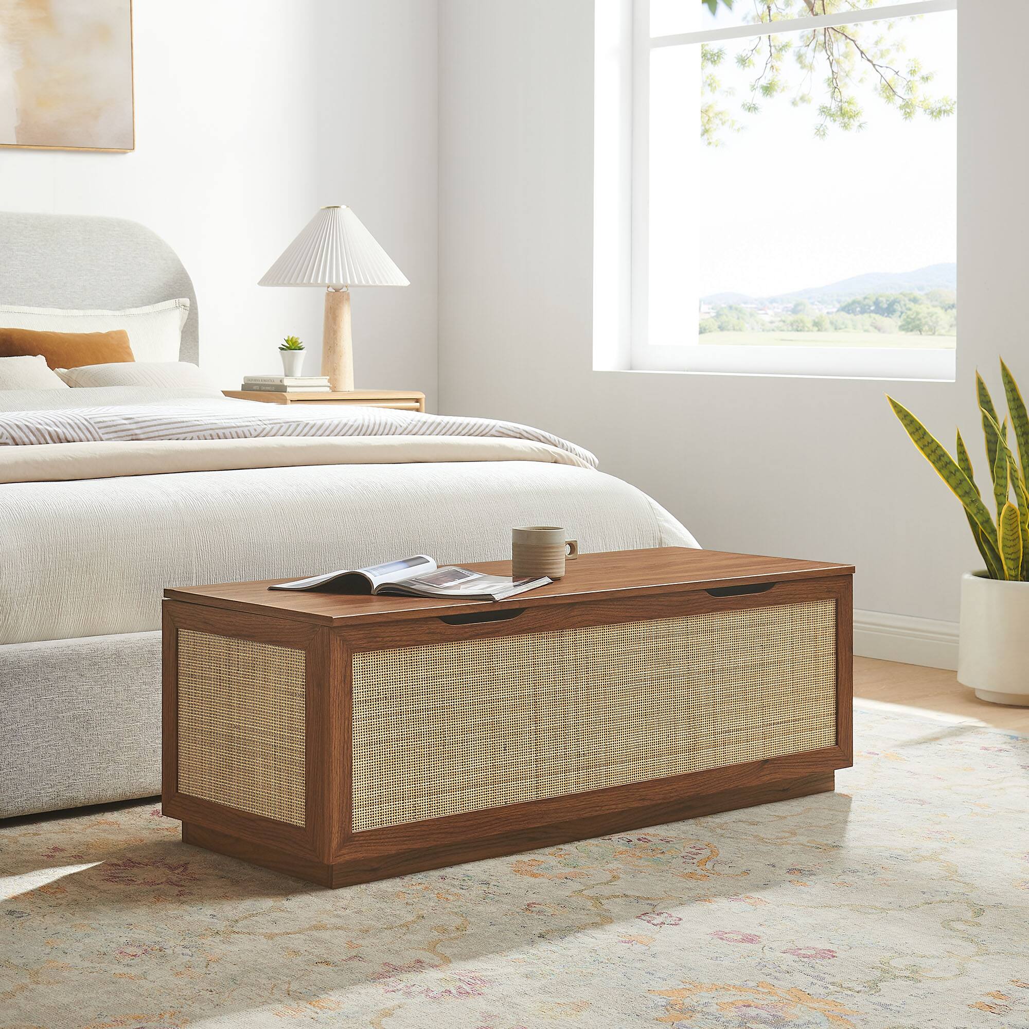 Alt View 4. Modway - Soma 47" Rattan Storage Bench by Modway - Brown.